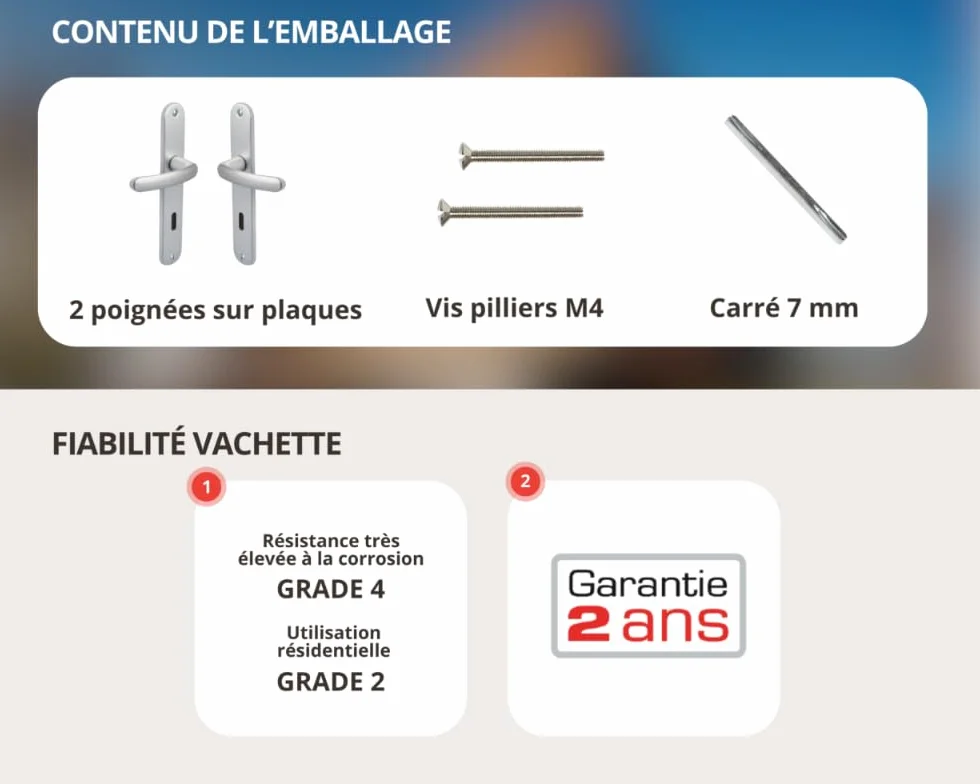 Vachette Set Poignée Porte Aluminium Argent Entraxe 165 mm