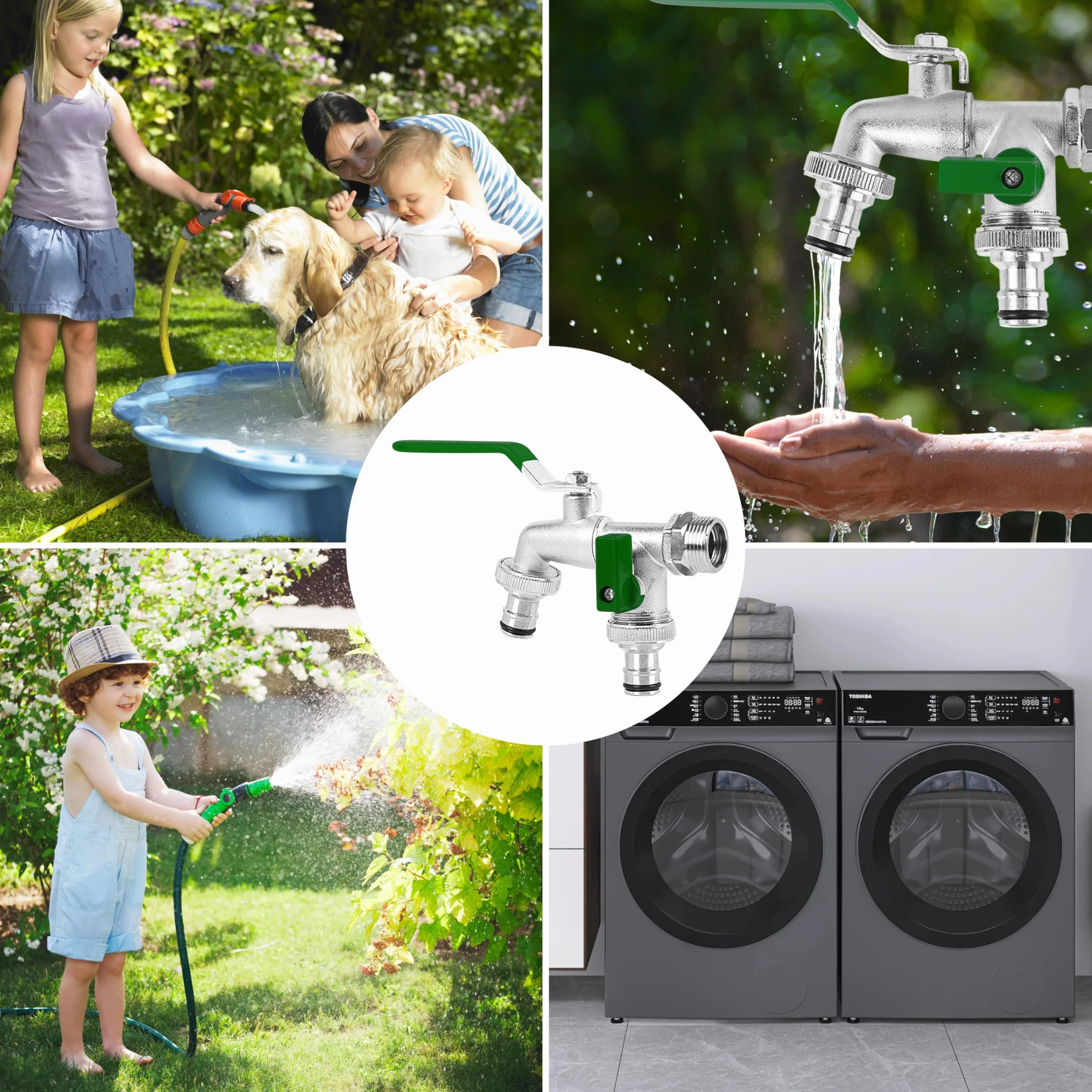 Robinet de jardin extérieur à double sortie universel 3/4 et 1/2 pouce, laiton, résistant au gel