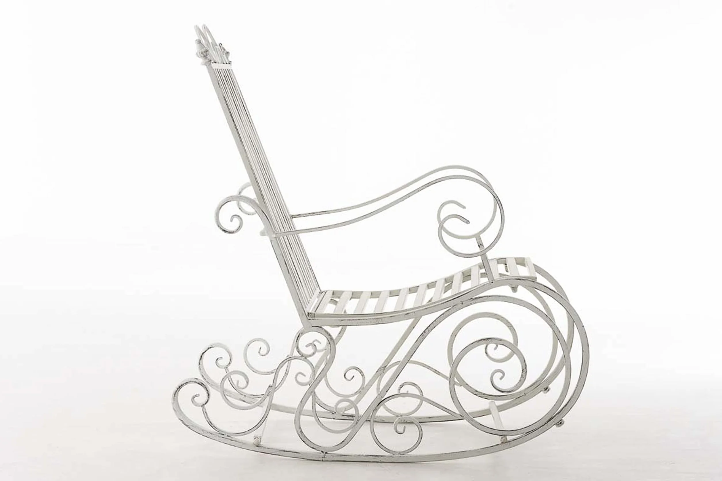 CLP Fauteuil à Bascule Relaxant Smilla, résistant aux intempéries pour Jardin, Ergonomique, Style Maison de Campagne, Fauteuil d'extérieur, Couleur:Blanc Antique