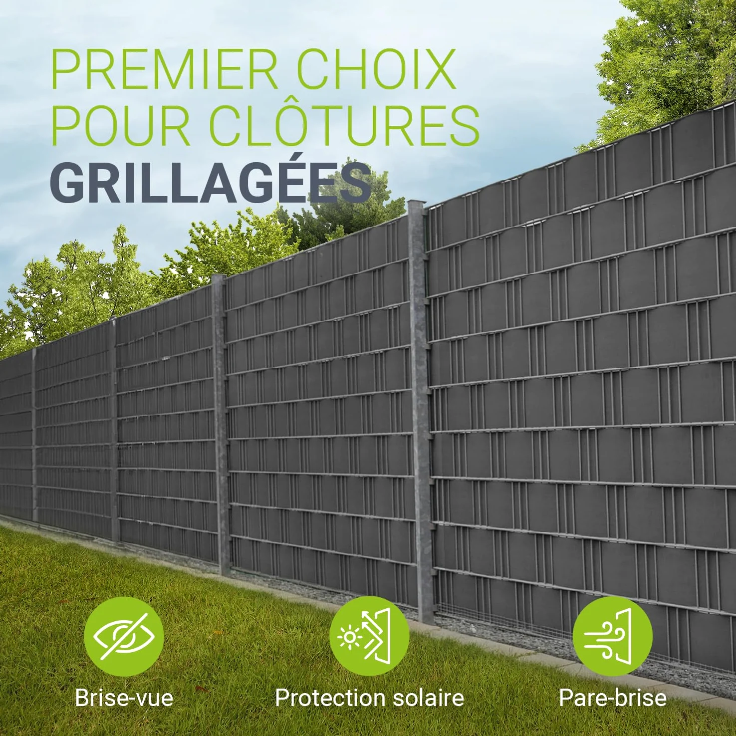Juskys Rouleaux Brise-Vue en PVC pour clôtures à barreaux Doubles - 4 Rouleaux de 35 m, 120 Clips de Fixation - Film Anti-Regards pour clôture Protection visuelle - Anthracite