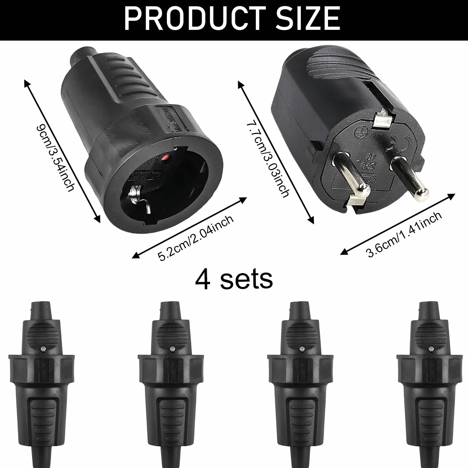 Prises Schuko étanches 250 V 16 A IP54 2 pôles avec protection