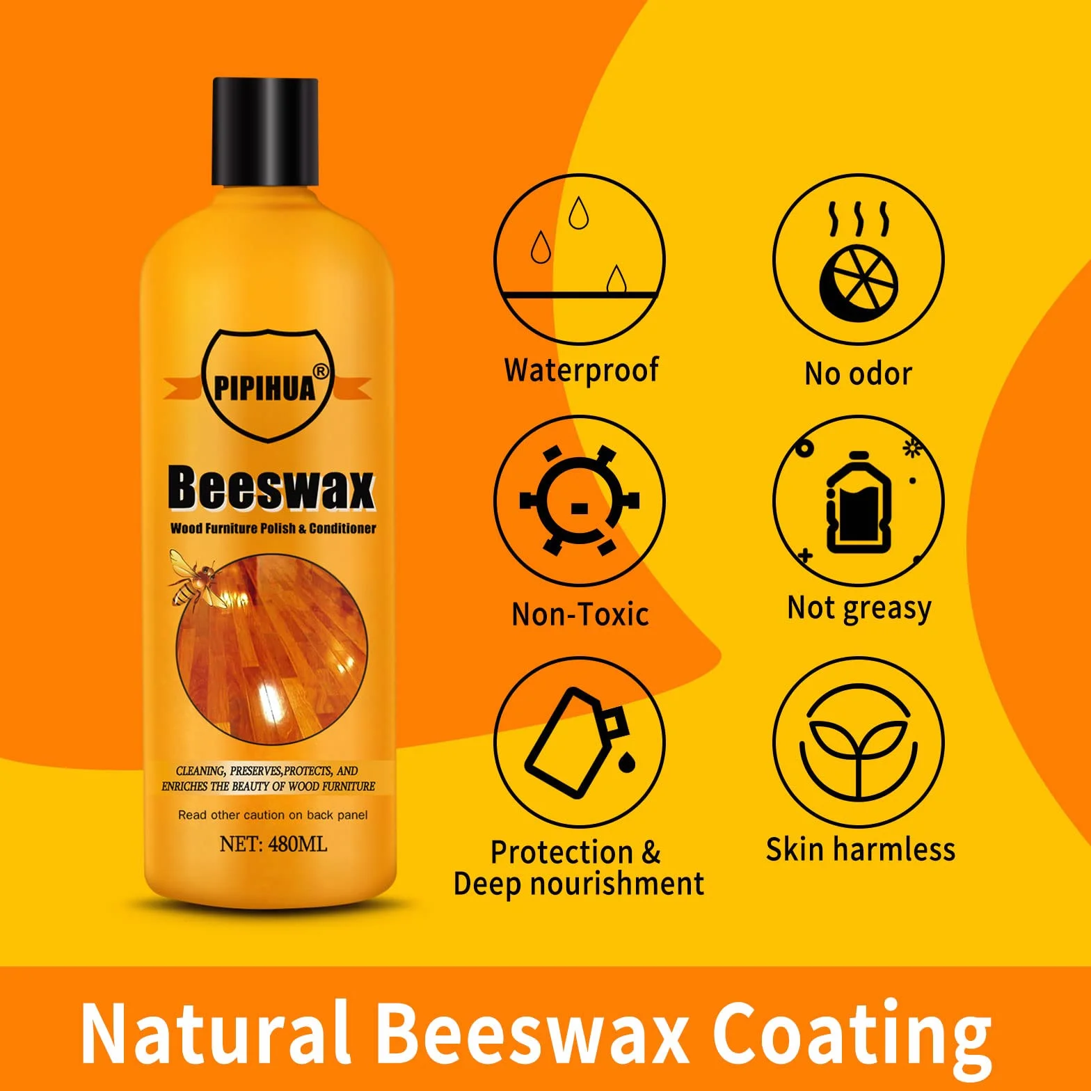 Cire D'abeille pour Meubles en Bois, Cire Naturelle Incolore 480 ml Protection du Bois Intérieur Extérieur