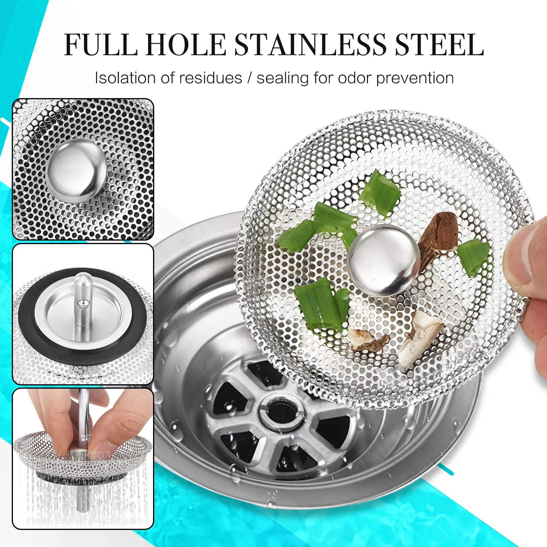 Filtre Evier Cuisine Acier Inoxydable Bouchon Panier Crépine Vidange Diamètre 8cm