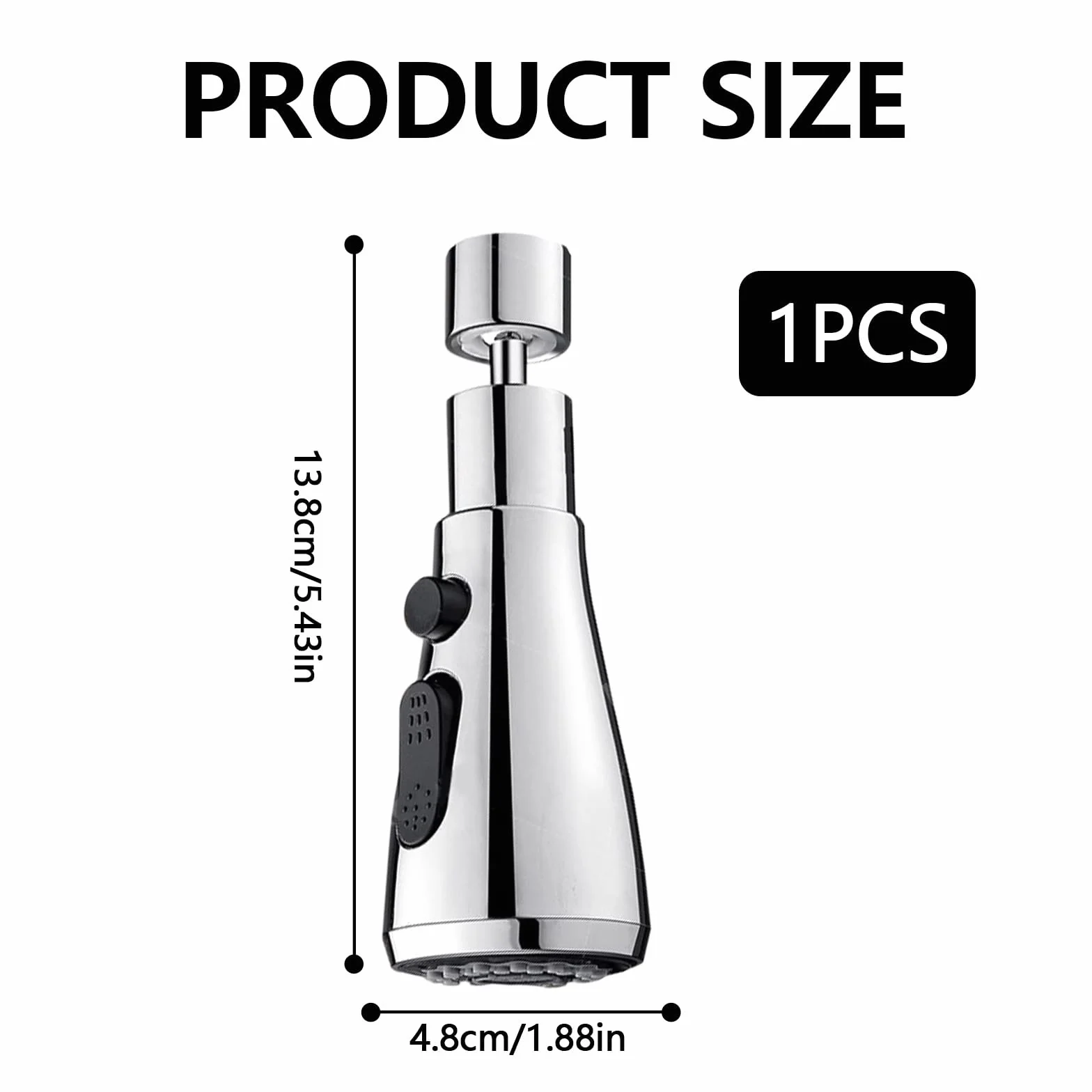 Douchette Évier Cuisine Robinet 360° Rotatif 3 Modes Jet Prolongateur Aérateur Inox Économiseur d’Eau