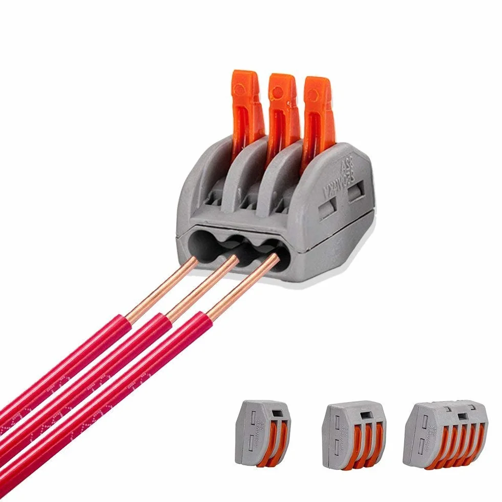 Connecteurs de Fil de Câble Électriques Compacts Kit, Bornes de Connexion Automatique Rapide, 46 Pièces, Cuivre