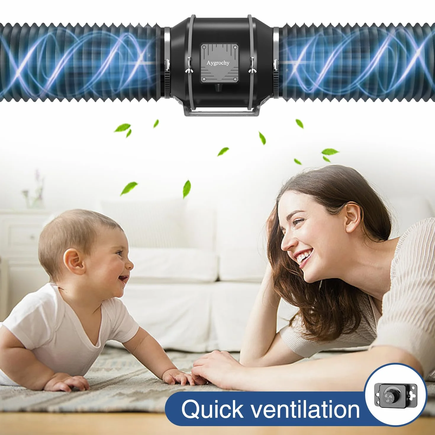 Extracteur d'Air 150mm 688m³/h avec Contrôleur de Vitesse Variable pour Ventilation