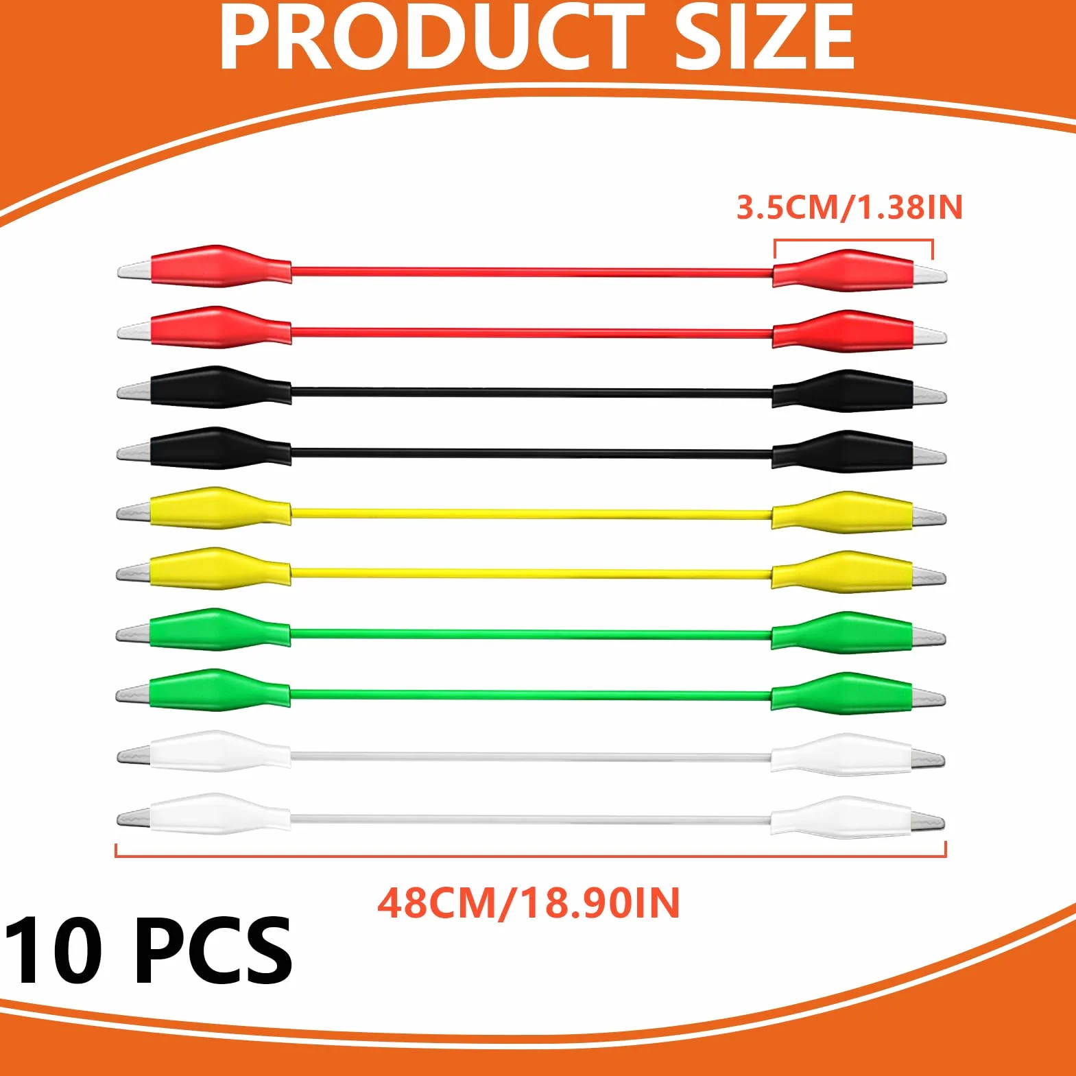 Pince Crocodile Fils de Test Isolés Câbles de Mesure Double Extrémité 10 Pièces
