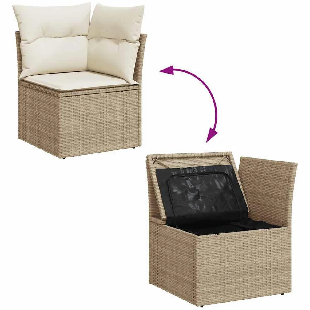 vidaXL Salon de Jardin avec Coussins 8 pcs Beige résine tressée
