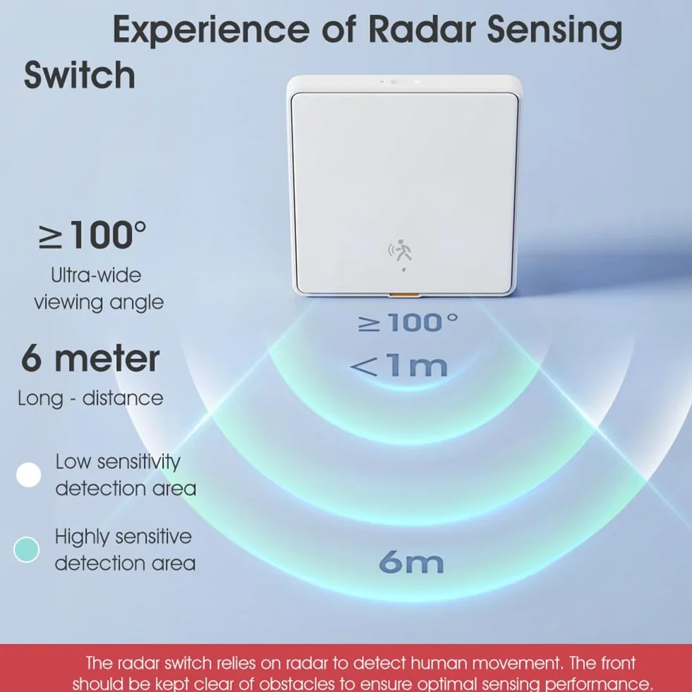 Joselin Interrupteur Intelligent Tuya ZigBee 3.0 avec Détection Radar 6 Mètres, Contrôle Application, Blanc