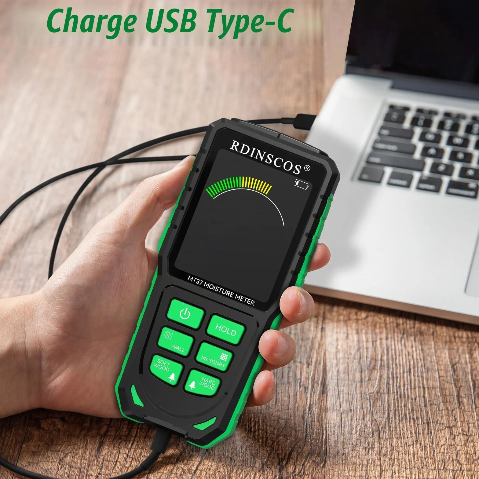 Testeur Humidité Non Destructif Rechargeable Détecteur Mur Humidimètre avec Alarme Automatique pour Béton Bois Maçonnerie