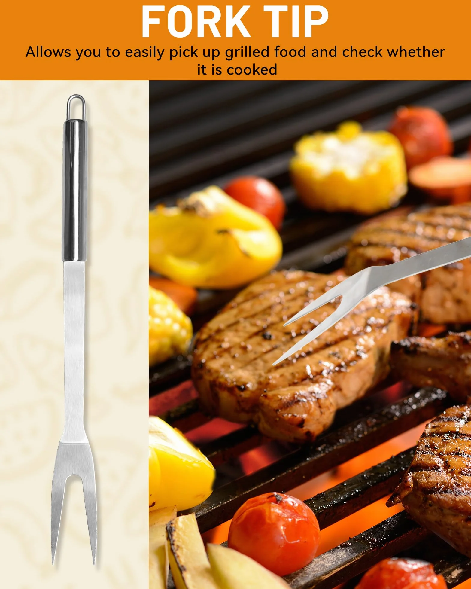 Set Barbecue Professionnel Acier Inoxydable 5 pièces 37x12x7 cm Mallette Aluminium