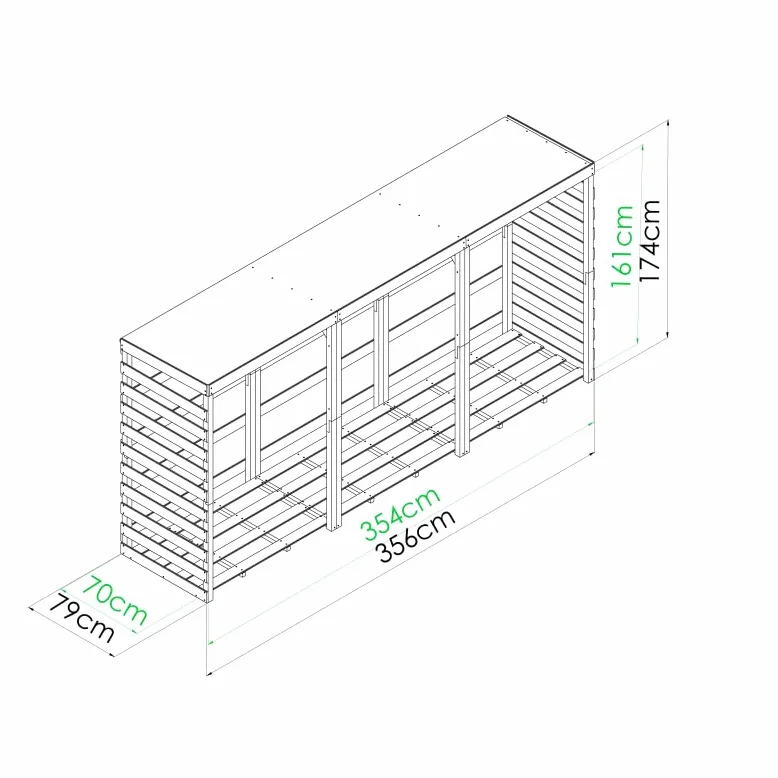ABRI BUCHES Bois XXL 356X82X174CM - 173,8 x 356,4 x 82,1 cm -