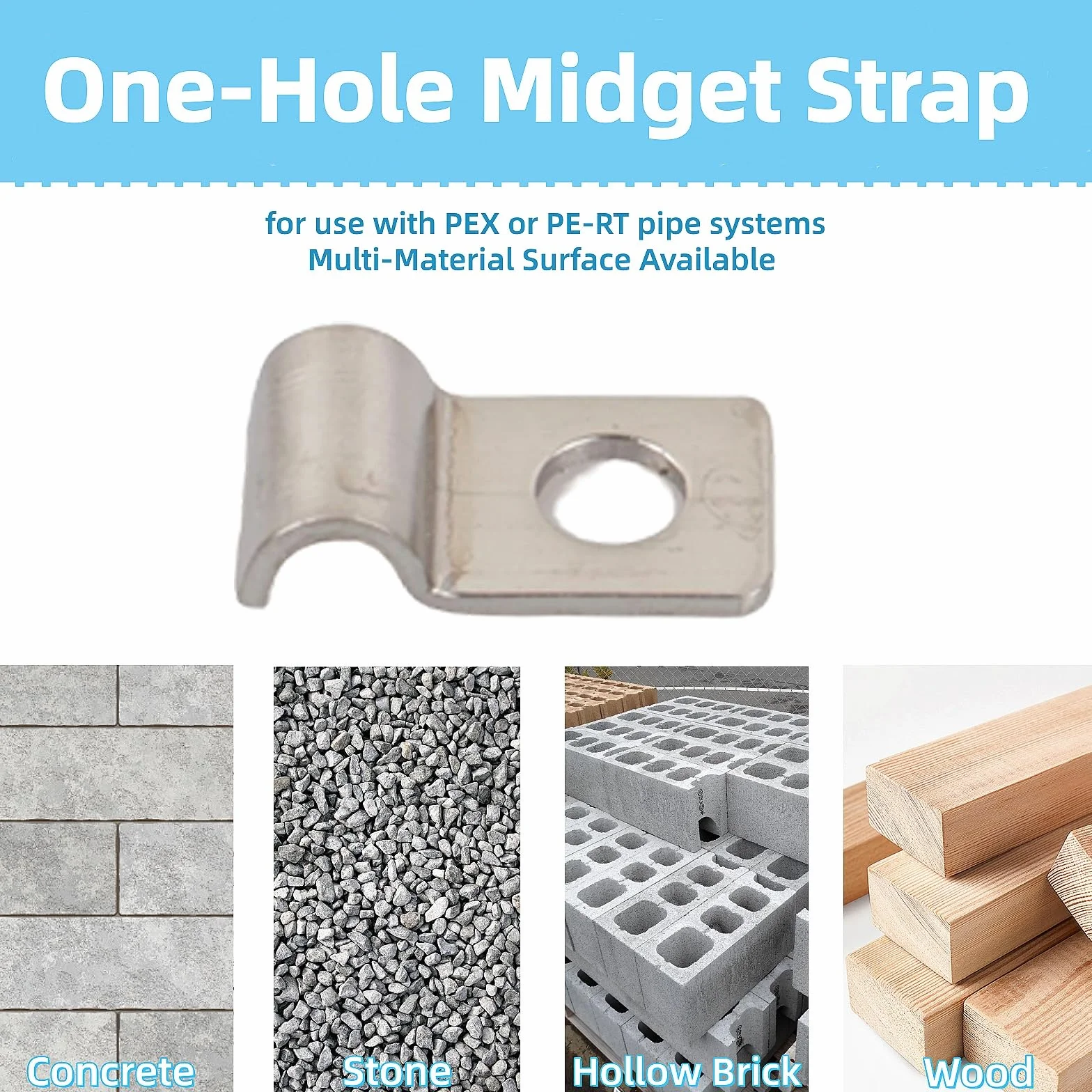 MINGBOLIN 75 Pièces Colliers de Serrage en U, Attache de Fixation Métal Inox Trou Unique 10mm pour Câbles Tuyaux