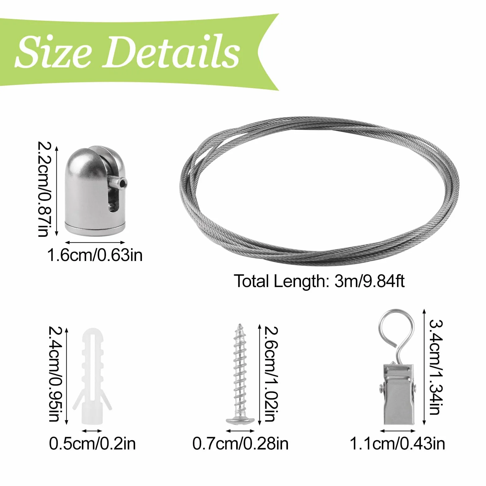 Kit de fil de suspension pour œuvres d'enfants avec clips réglables, décoration murale, 3 m