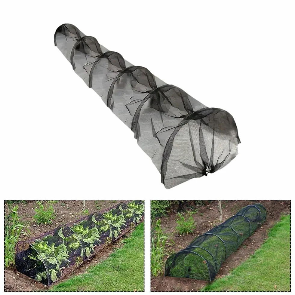 HpLive Tunnel de jardin en maille noire - 300 x 45 x 45 cm - Résistant au gel - Protection contre les intempéries