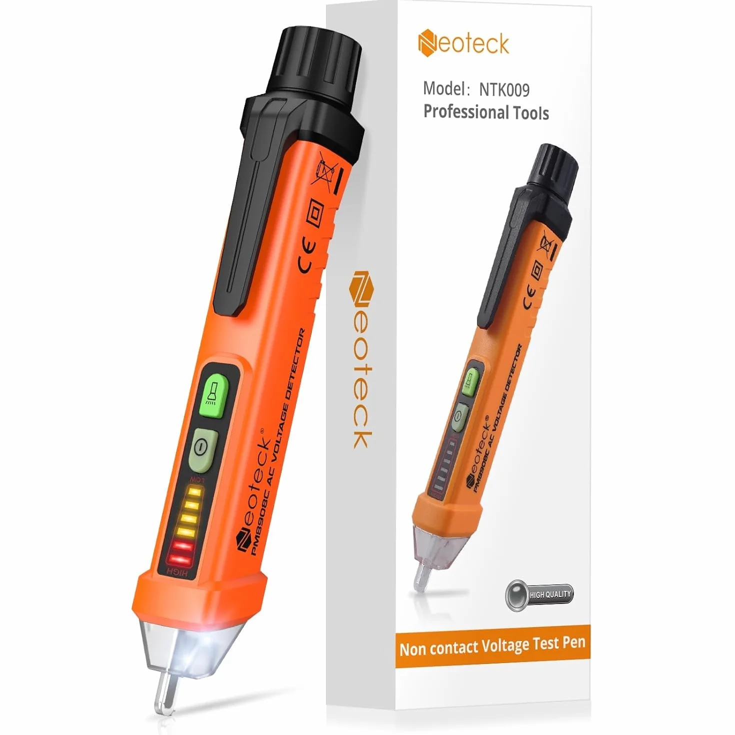 Neoteck Détecteur de Tension Sans Contact 12-1000V, Stylo Testeur NCV AC 50-500Hz