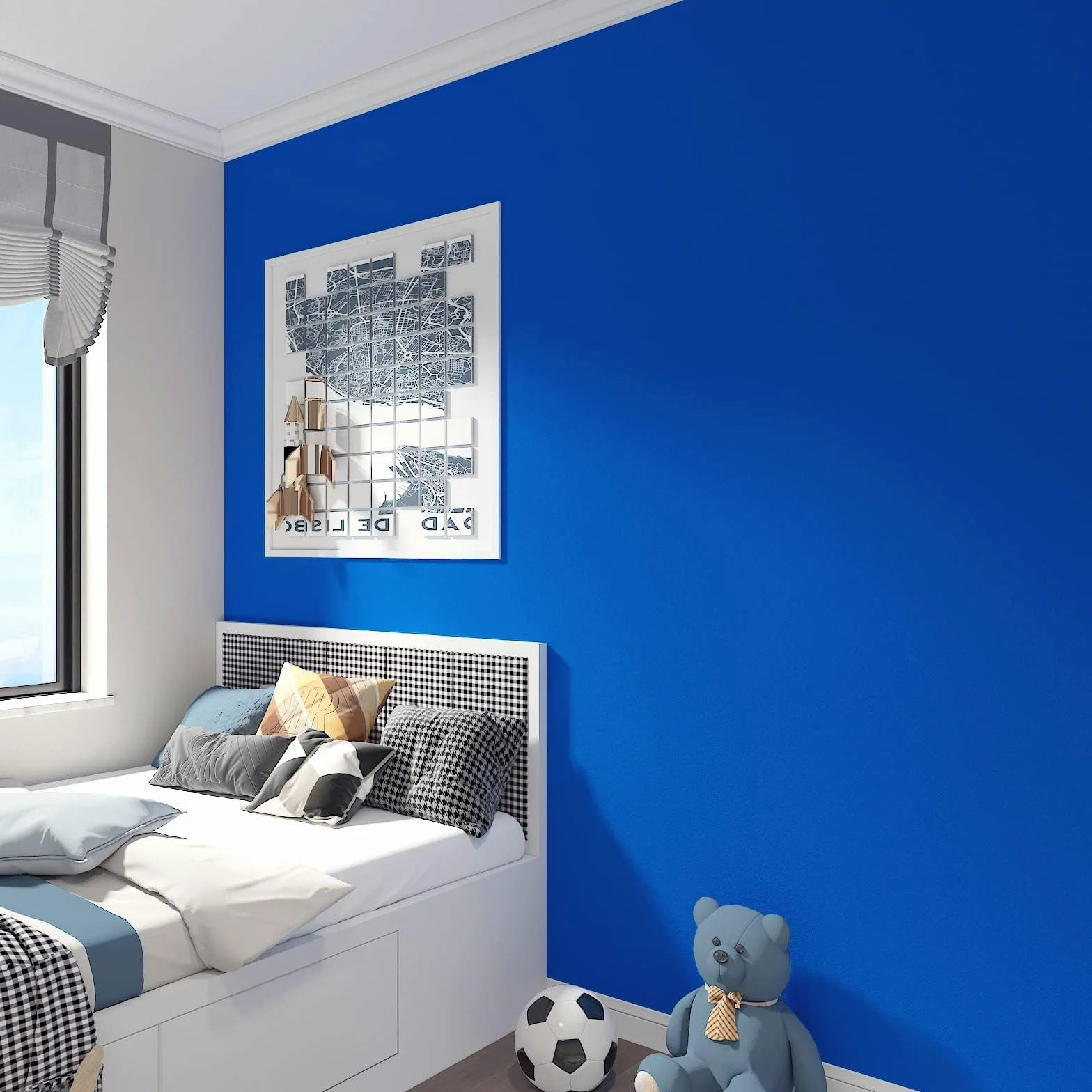 Film Adhésif pour Meubles Bleu Roya 40x300cm Autocollant Décoratif Vinyle Papier Peint