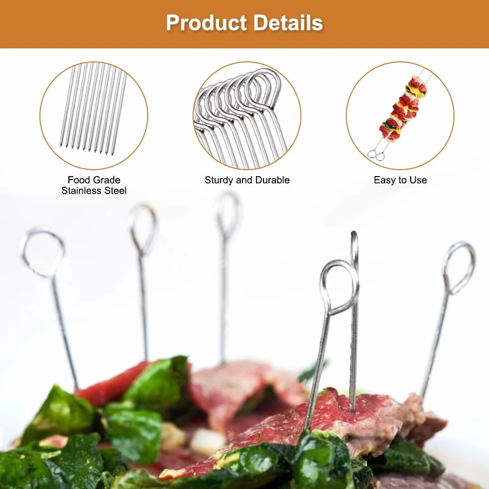 30 Pièces Brochettes Inox,25 cm Brchettes RéUtilisables en Acier Inoxydable,Brochette Pour Griller,Brochette Barbecue pour Grille Barbecue,Viande,Légumes,Facile à Nettoyer