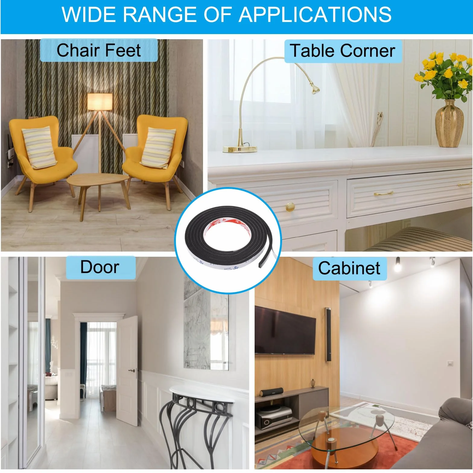 PATIKIL Ruban en mousse d'étanchéité 2m 3cm 5mm Bande d'étanchéité unilatérale pour porte fenêtre isolation blanc