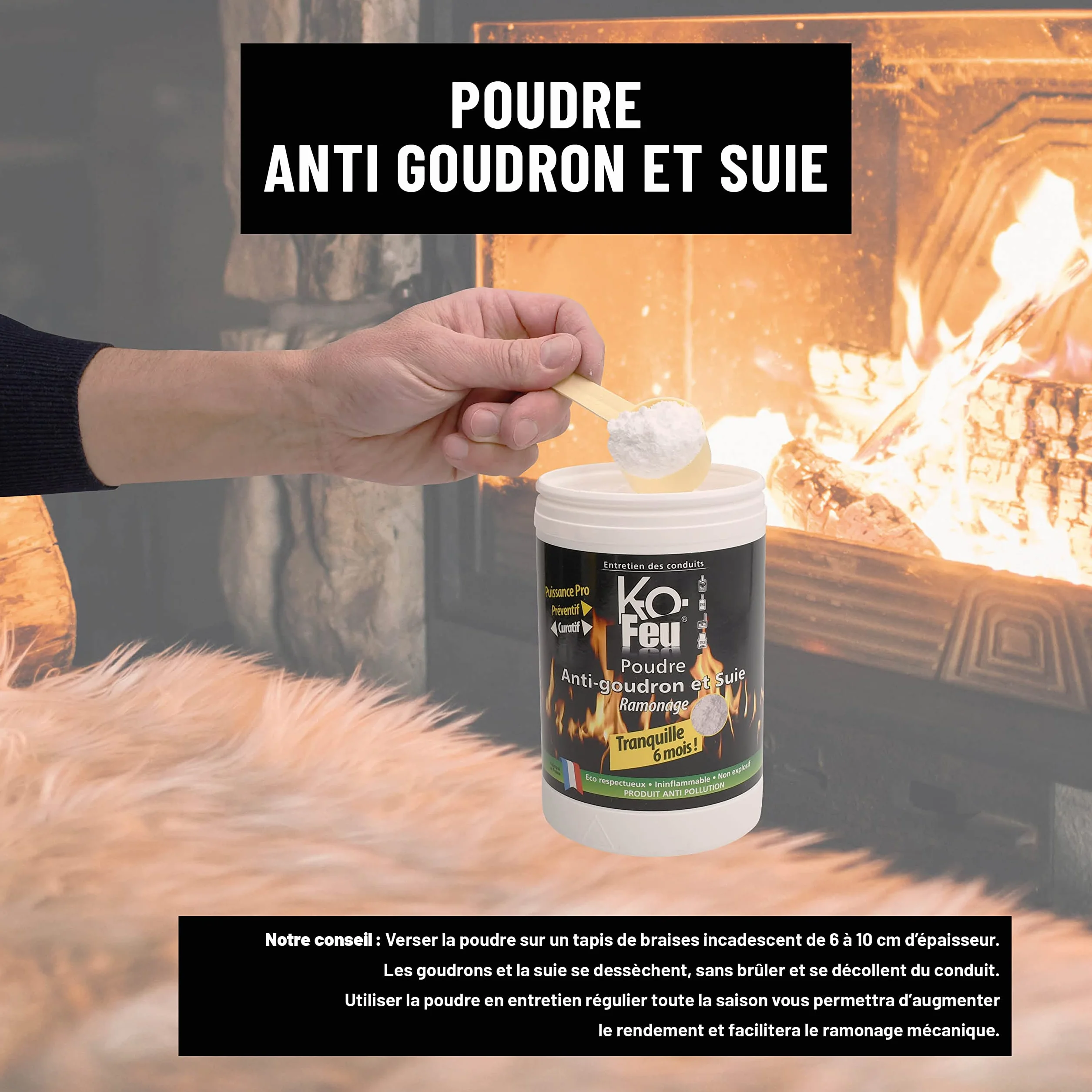 Poudre Anti Goudron et Suie Ramonage Catalytique Chimique Professionnel 1000 cc