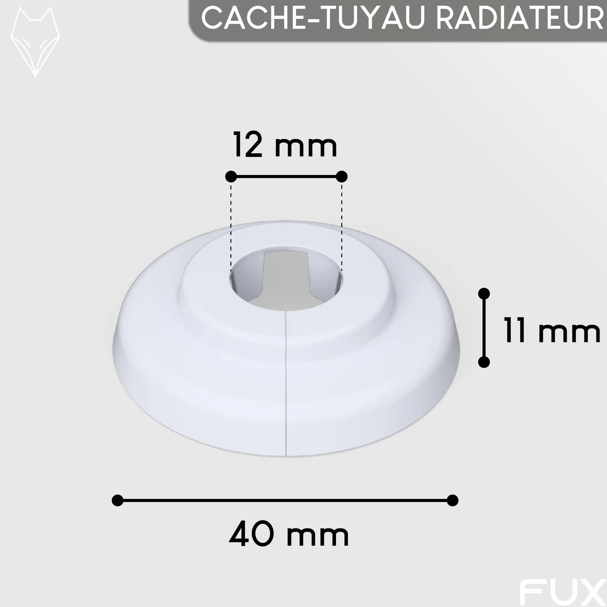 Rosace Tuyau Radiateur 12mm Blanc Cache PVC Coffrage 2 Pcs