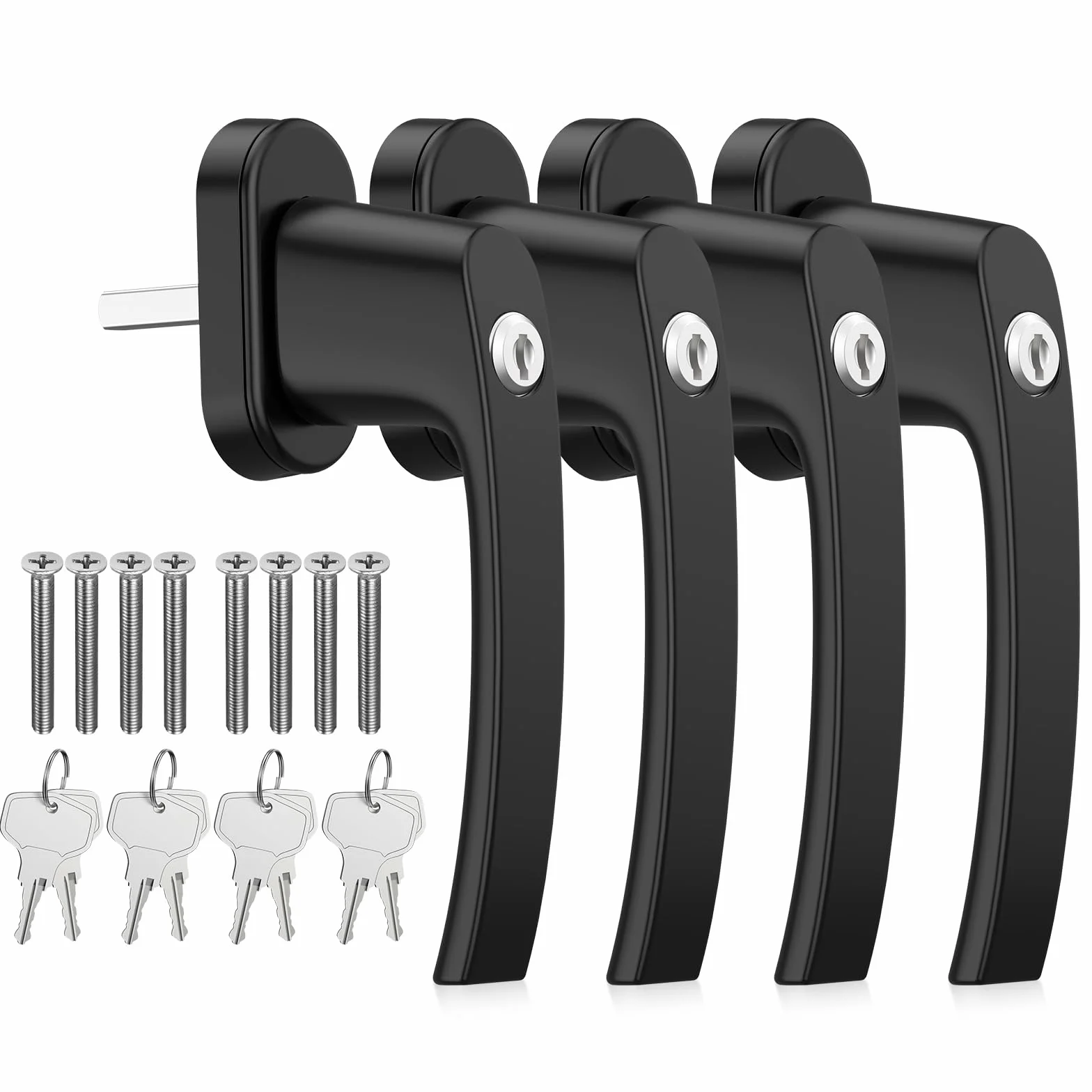 GETLITOOL Poignées de fenêtre verrouillables 35 mm Aluminium avec clés, sécurité Enfant, Noir