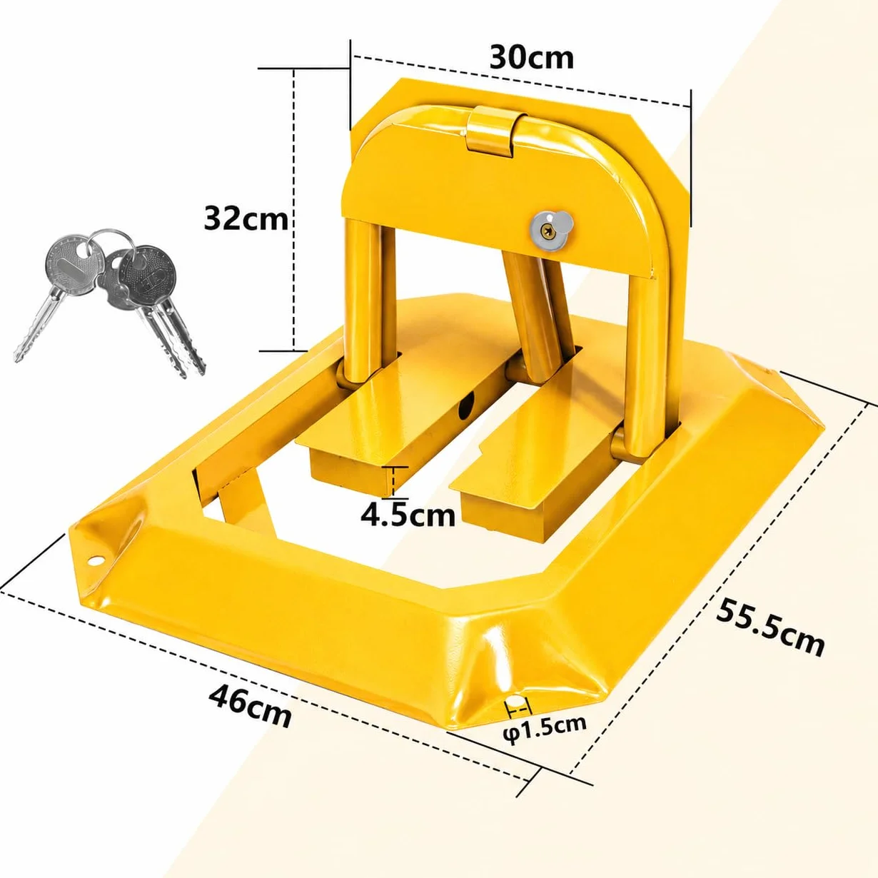 Sonnewelt Lot de 2 poteaux de parking pliables avec clés - Verrou de parking universel - Jaune