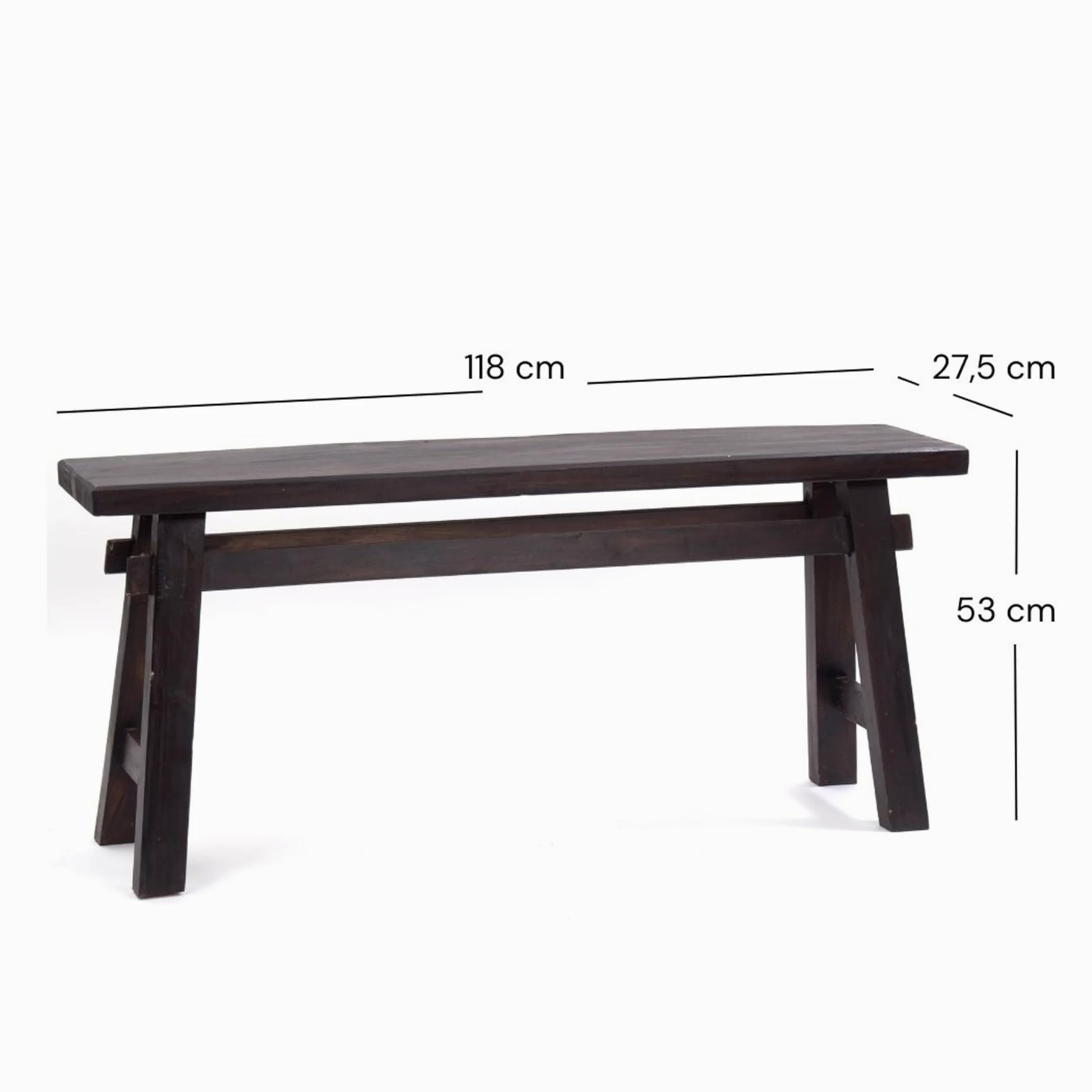 DESIGN DELIGHTS Banc East | Acajou, 118x27,5x53cm (LxPxH) | En Bois Naturel, Rustique pour l'Entrée, Cuisine, d'Appoint Vintage, de Lit | Couleur: 03 Marron