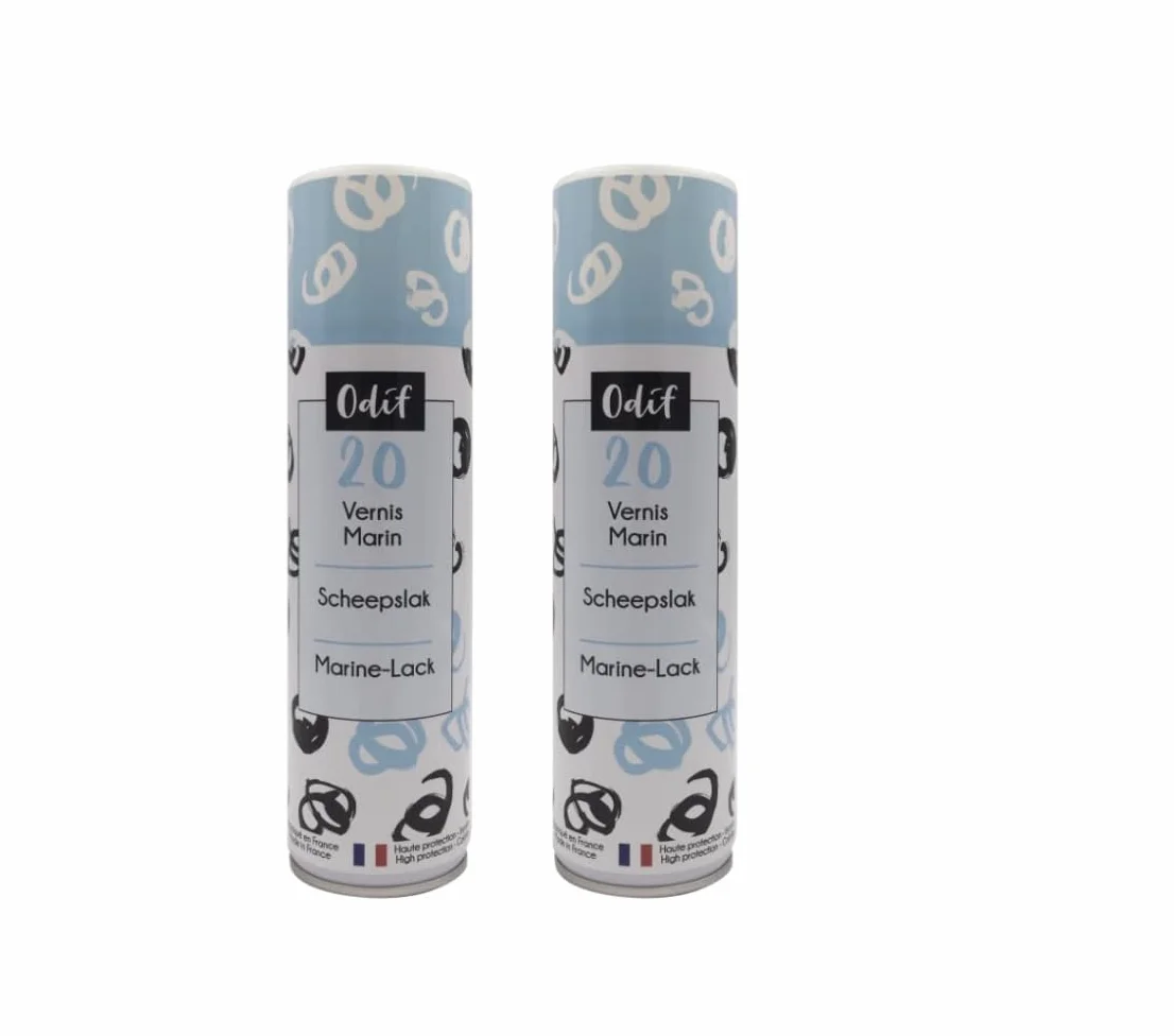 Odif Vernis Marin 20 Spray Transparent 250 ml Lot de 2 - Protection UV Intérieur Extérieur Brillant