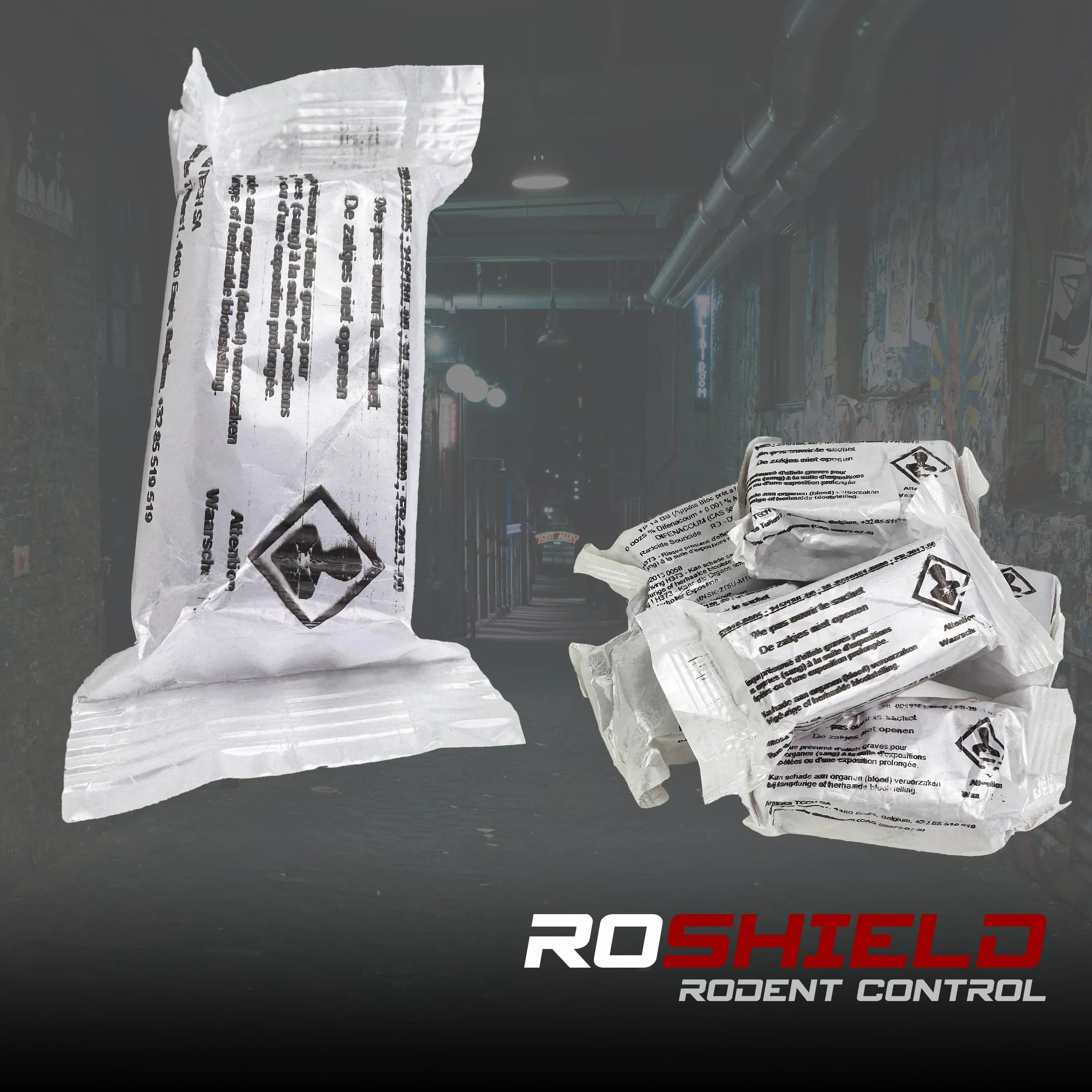Roshield Anti Rats & Souris 600g Forte Infestation Habitation et Cuisine Efficace dès la 1ère Ingestion Idéal pour Lieux Secs & Humides (600g, 24x25g)