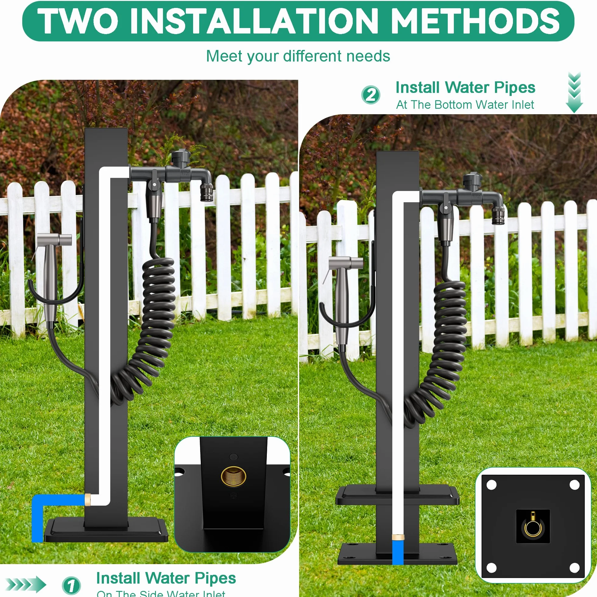 Colonne d'eau acier inoxydable 304 double sortie robinet pistolet résistant gel -20℃ jardin