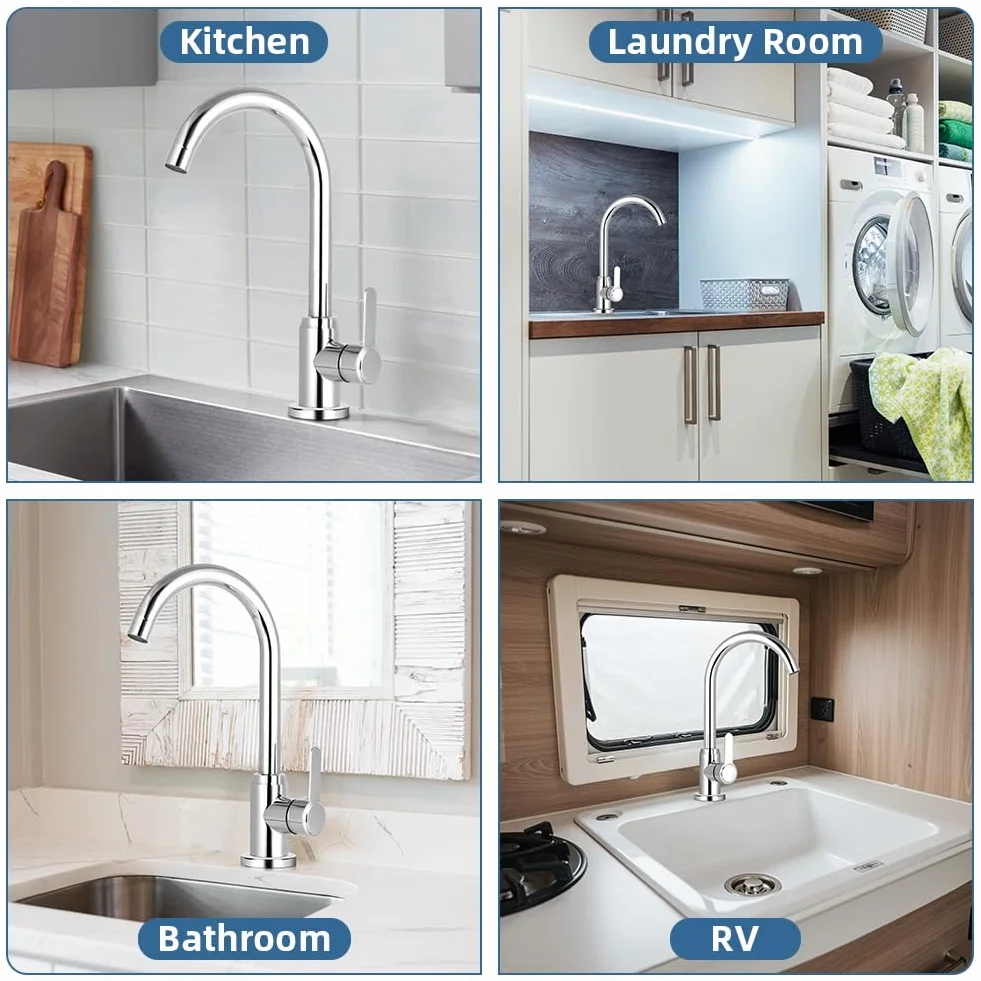 flintronic Robinet de Cuisine Rotatif 360° Mitigeur Monocommande Evier Chromage Eau Chaude Froide