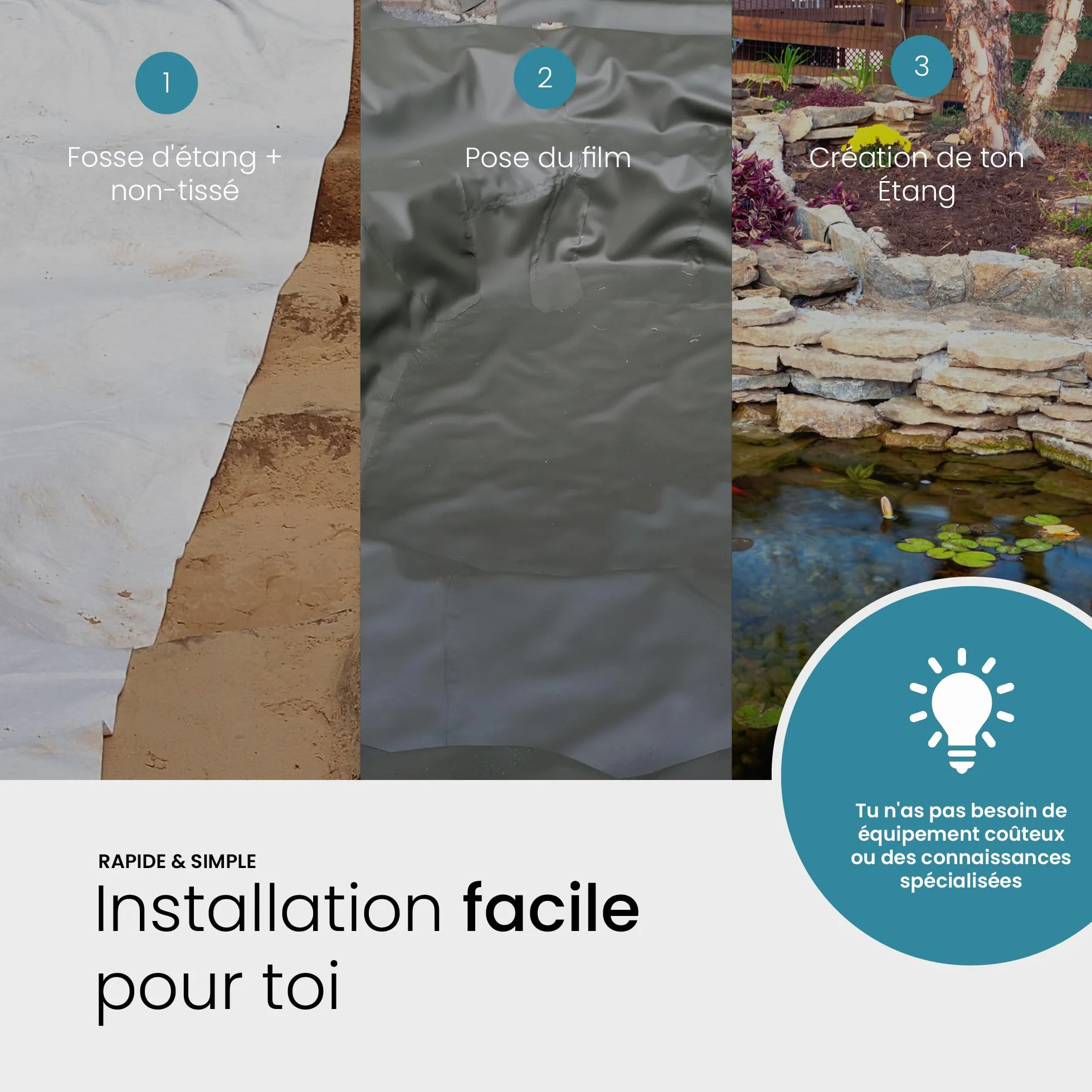 TeichVision bache Bassin PVC Noir 0,5 mm 4m x 7m pour étangs biotopes piscines naturelles