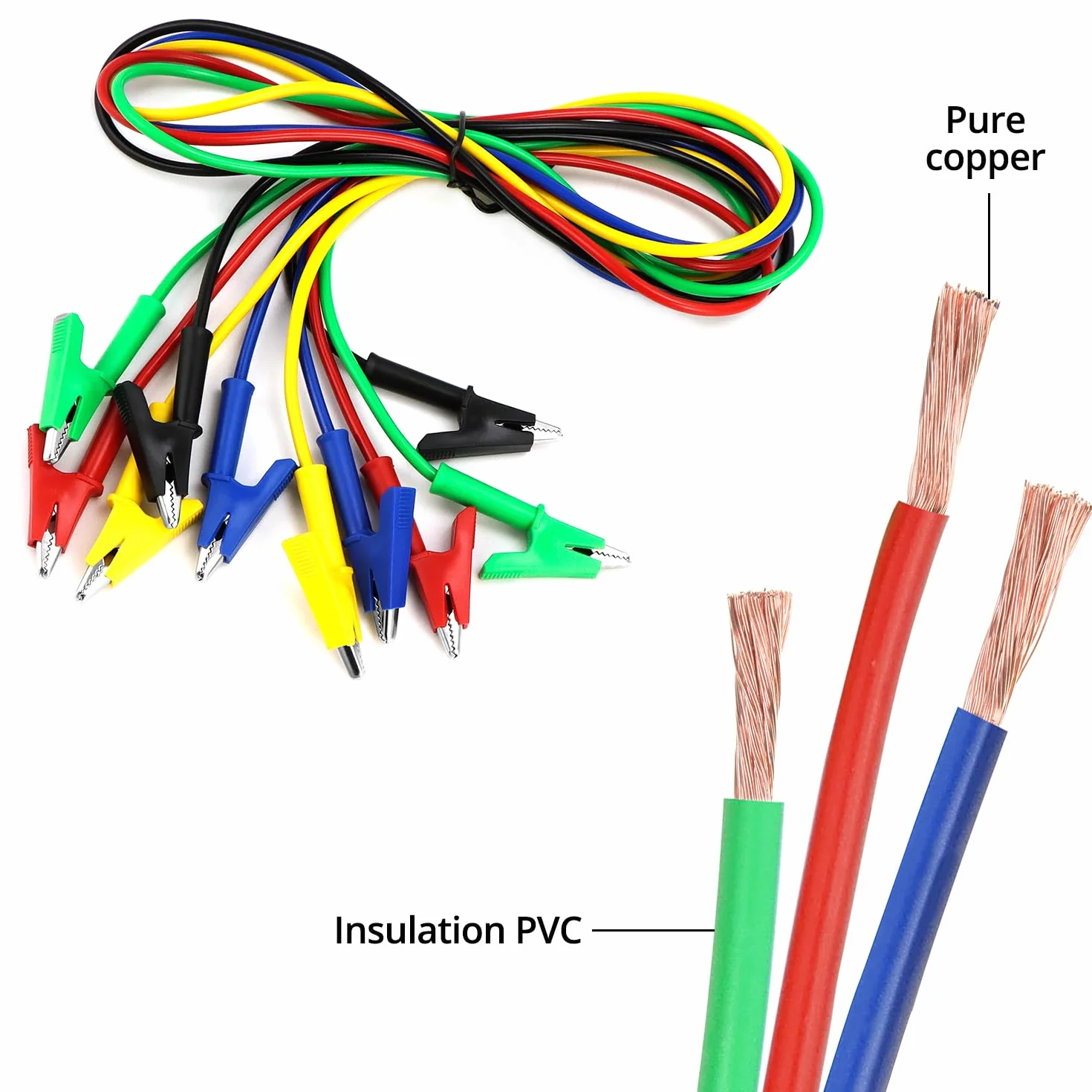 QWORK 5 Pièces cordons de test à pince crocodile multimètre 1 m 1000V 15A
