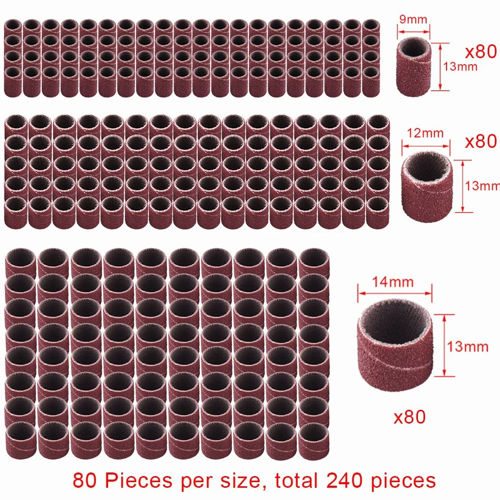 AUSTOR Lot 252 manchons abrasifs boîte gratuite 240 bandes ponçage 12 rouleaux outil rotatif Dremel