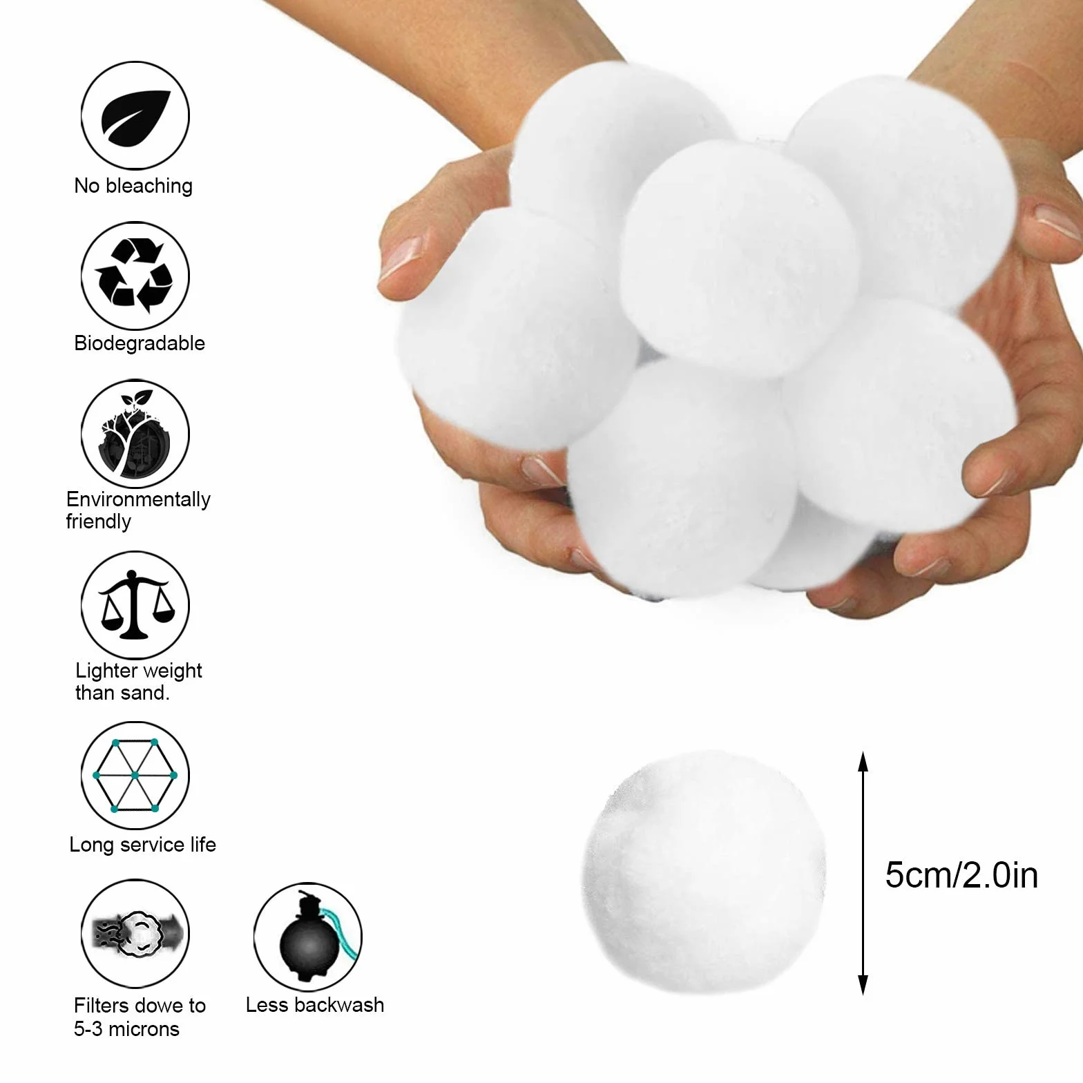 Boules de Filtre de Piscine, 700g Balles Filtrantes au Lieu de 25 Kg de Sable Filtrant, Média Filtre à Fibres pour Piscine Filtres à Sable Filtrage de l'eau