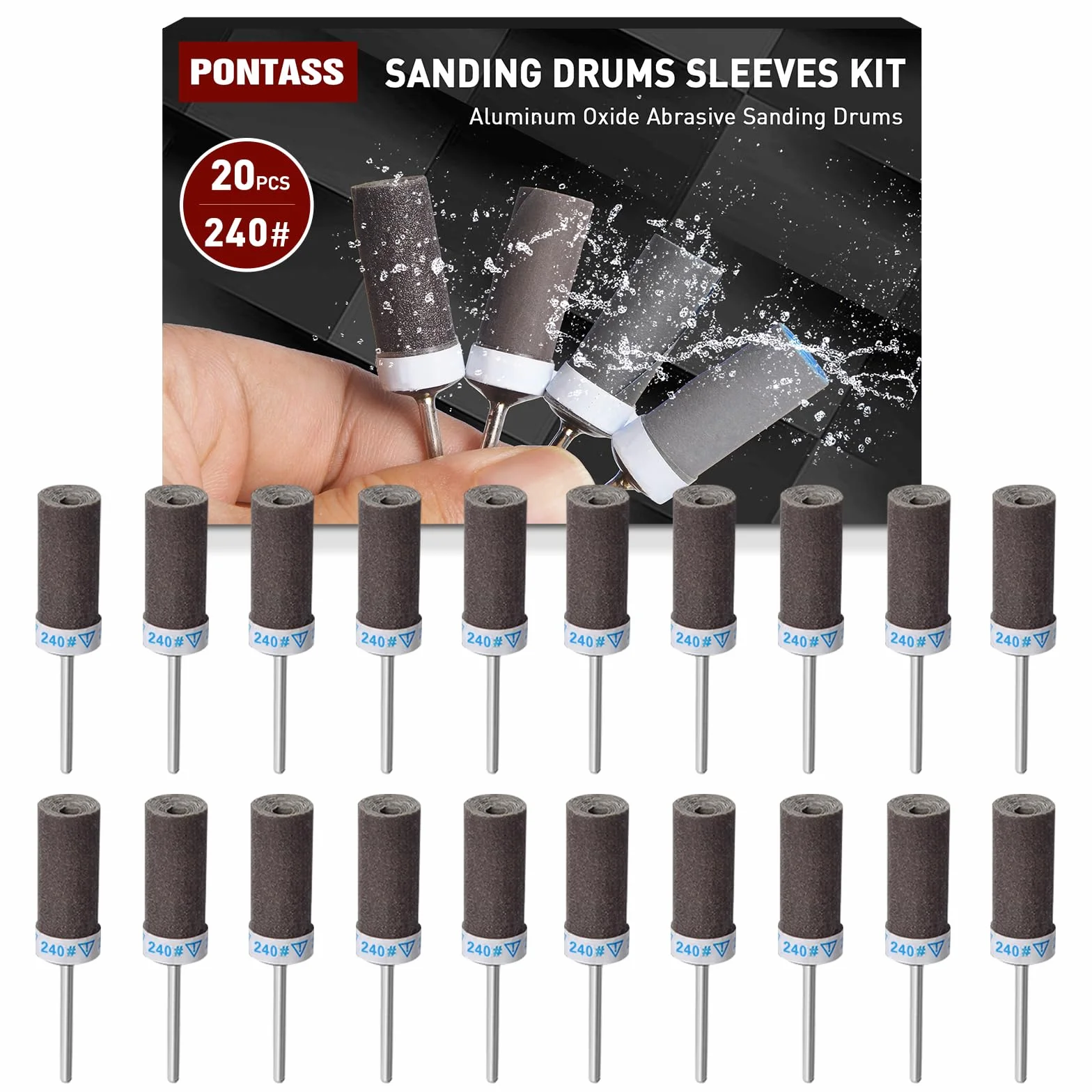 Jeu de 20 Meules Oxyde d'Aluminium 3mm pour Dremel, 240 Grains, Ponçage Métaux