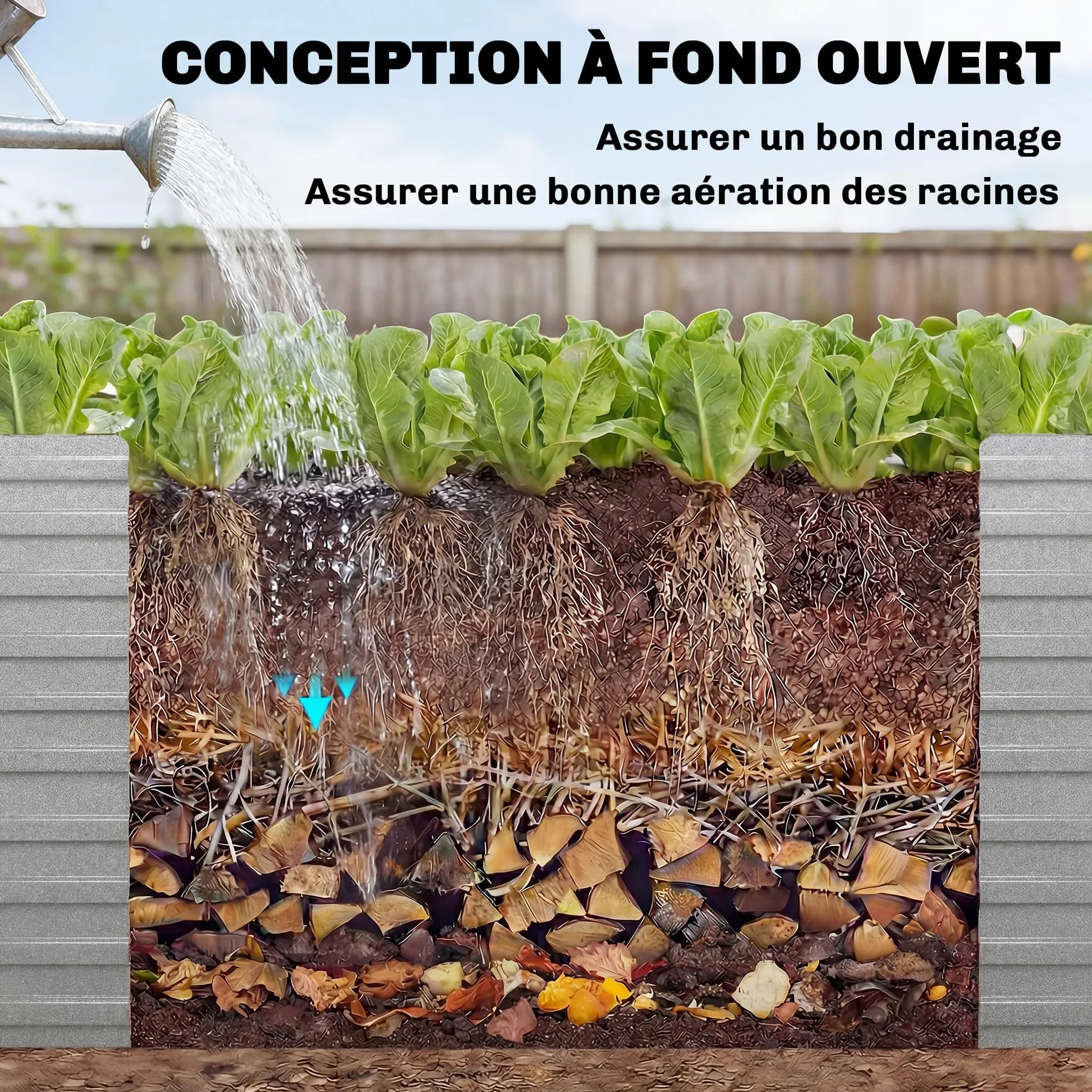 Outsunny Jardinière extérieure, jardinière surélevée galvanisée, carré Potager de Jardin rectangulaire avec Bordure de sécurité et Fond Ouvert, pour Fleurs et légumes, 240 x 120 x 60 cm, Gris argenté