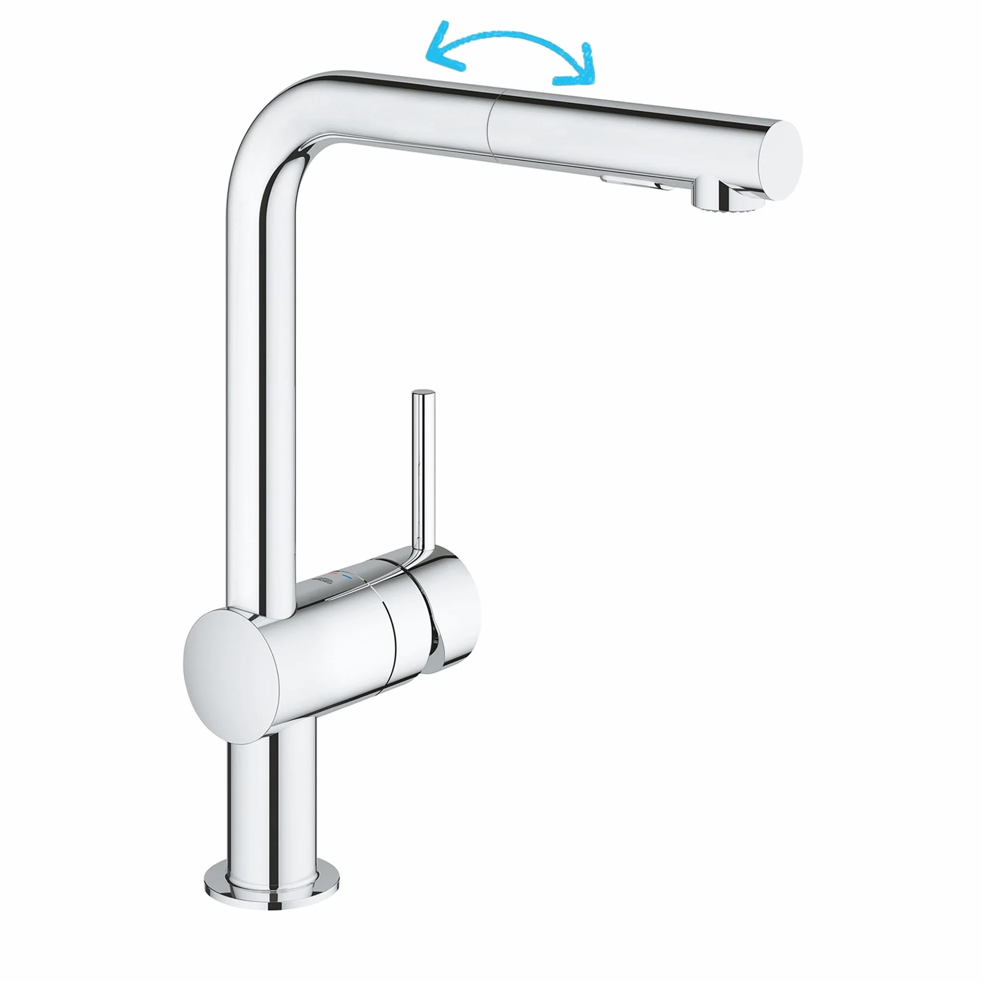 GROHE Minta Robinet de cuisine évier avec douchette extractible, inverseur 2 jets, chromé