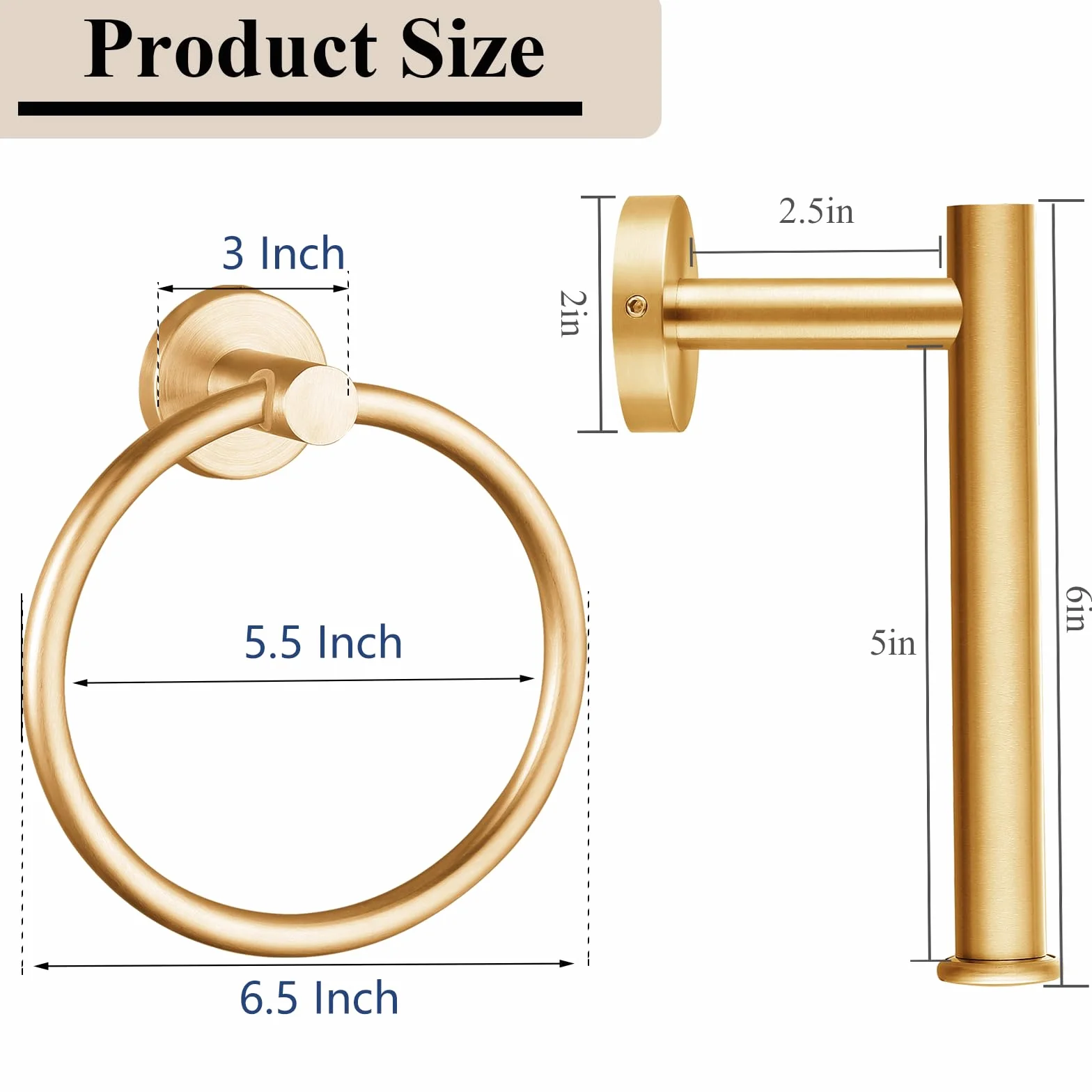 Porte-Serviettes et Porte-Papier Toilette en Acier Inoxydable, Ensemble de 2 Pièces, Or, Accessoires de Salle de Bain