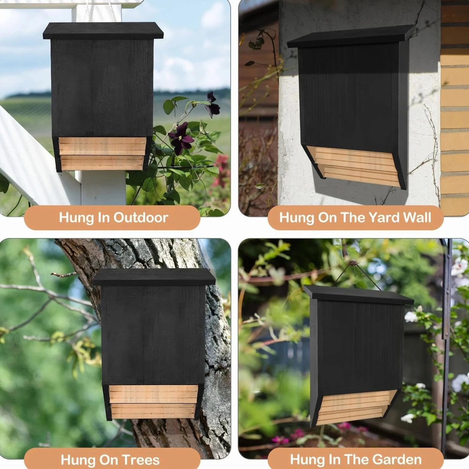 Chauve-Souris Boîte d'habitat en Bois pour Nidification Abri extérieur en cèdre résistant aux intempéries