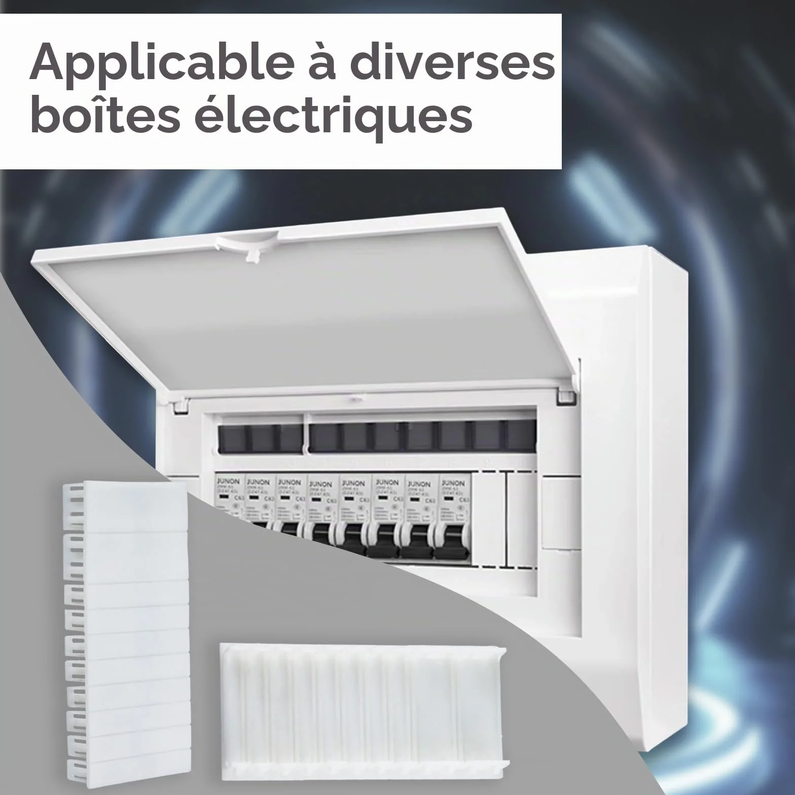Caches modulaires 6TE extensibles 12TE pour coffret électrique Compatibles F-Tronic Hager Hensel