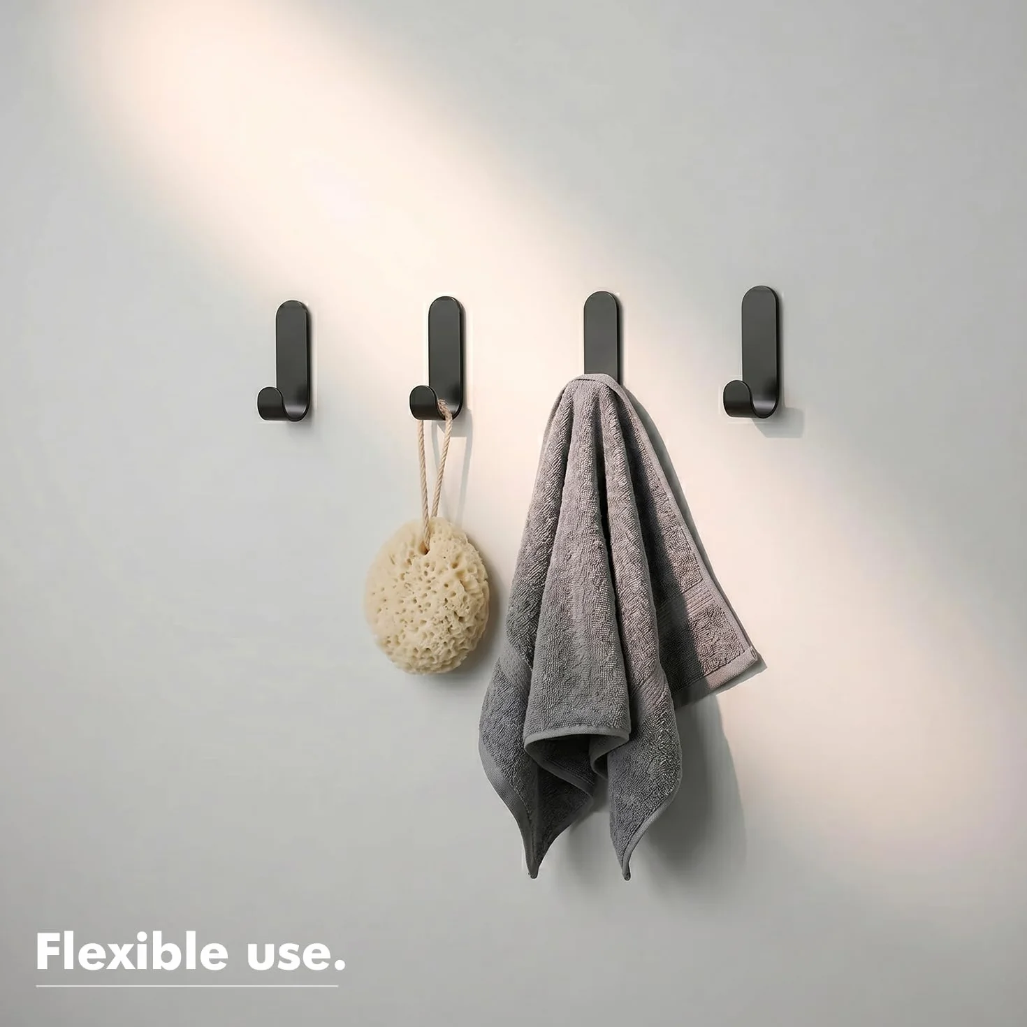 LINKWAY Lot de 12 Crochets Adhésifs Muraux - Patère Salle de Bain Noire en Métal sans Perçage
