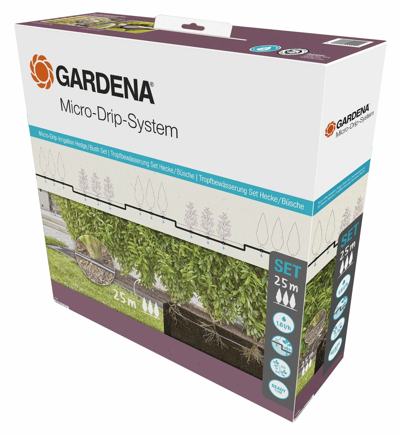 Gardena kit d'arrosage goutte-à-goutte système micro drip 25 m pour haies/arbustes 13500-20