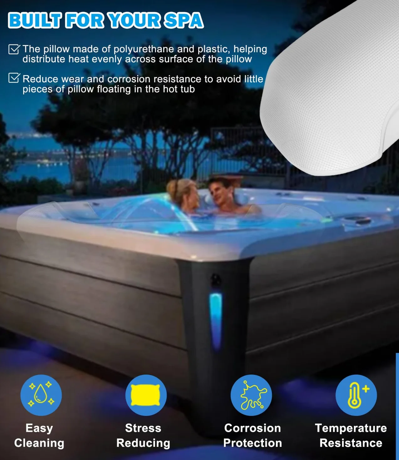 Oreillers de Rechange pour Spa Hot Spring Highlife Collection, Appui-tête Gris Froid
