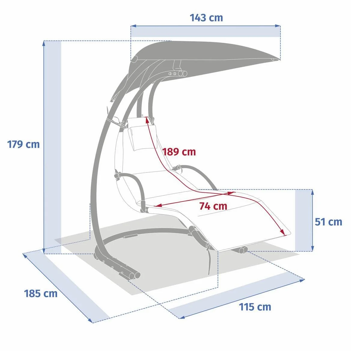 Hespéride - Transat meoria 175x112x196cm Argile