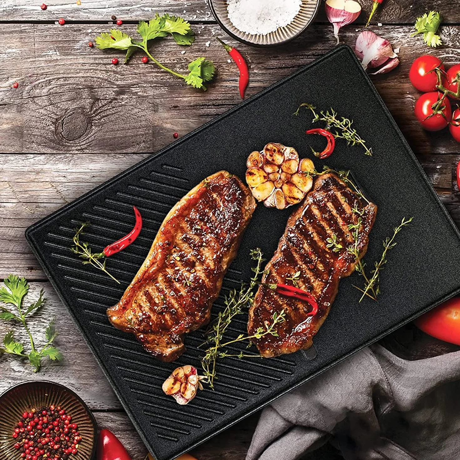 GFTIME Plancha de Plaque Cuisson 43cm x 31cm Fonte pour Landmann Triton 3/4, Enders Boston 4, Monroe PRO 4