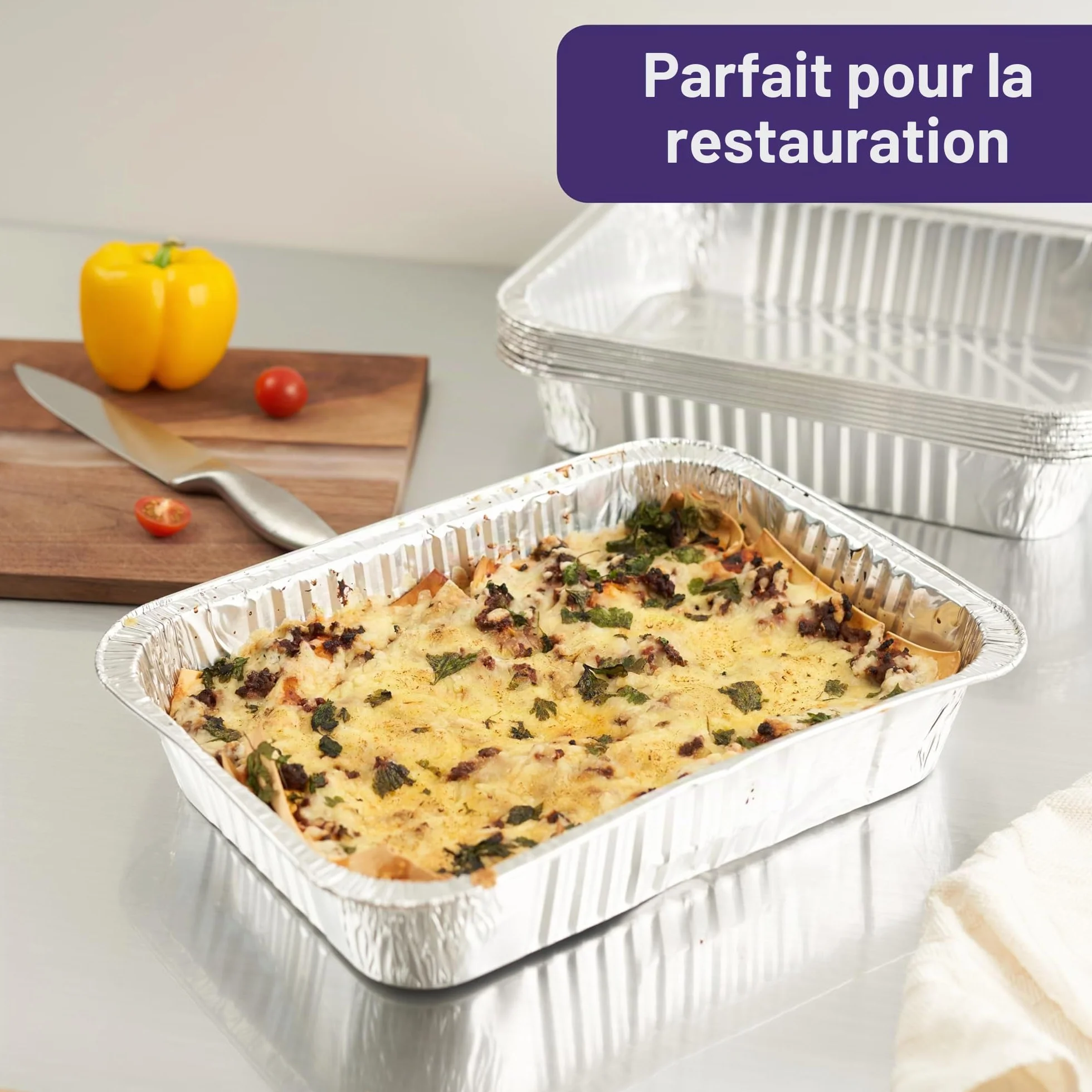 Barquettes Aluminium Grand Format 37×27 cm 5 L MATANA Lot de 25 Empilables Four & Congélateur