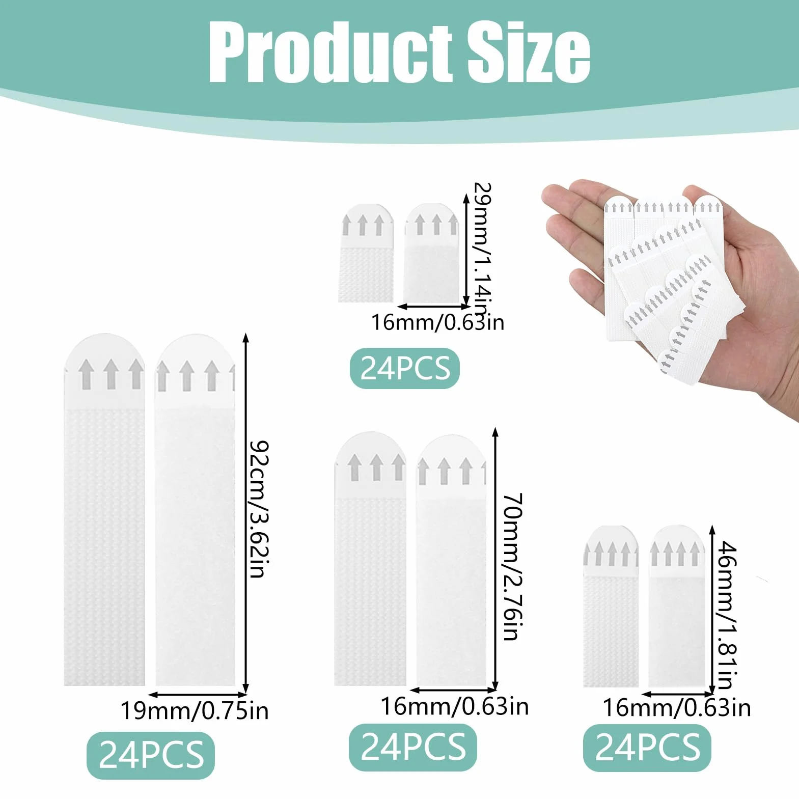 Languettes Accroche Tableau 96PCS 48 Paires Bandes de Suspension Résistantes à l'Eau sans Percer