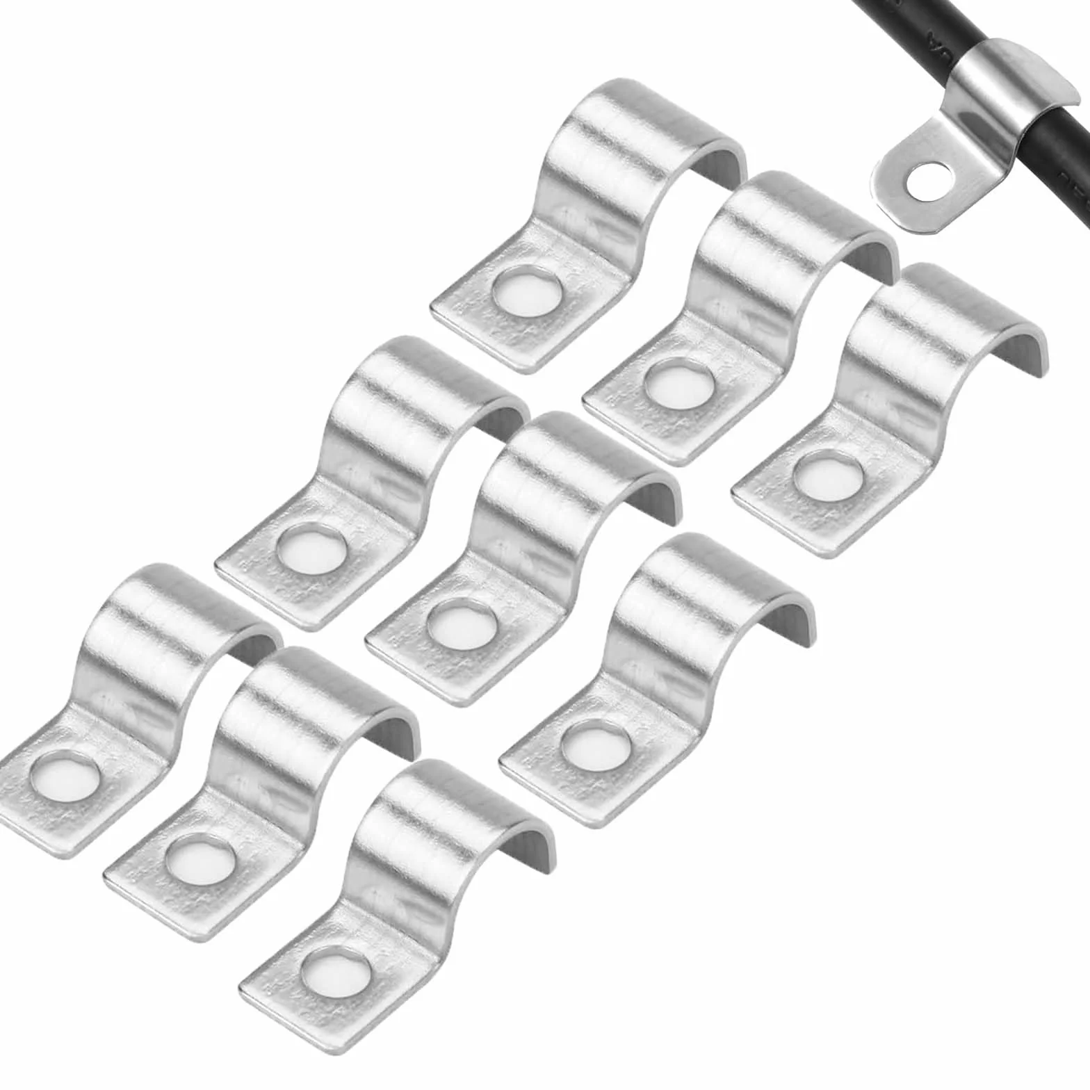 Fixation Grillage Rigide Mur Cavalier Cable Electrique 10mm Acier Inoxydable 304 U Tube Pince 50Pcs